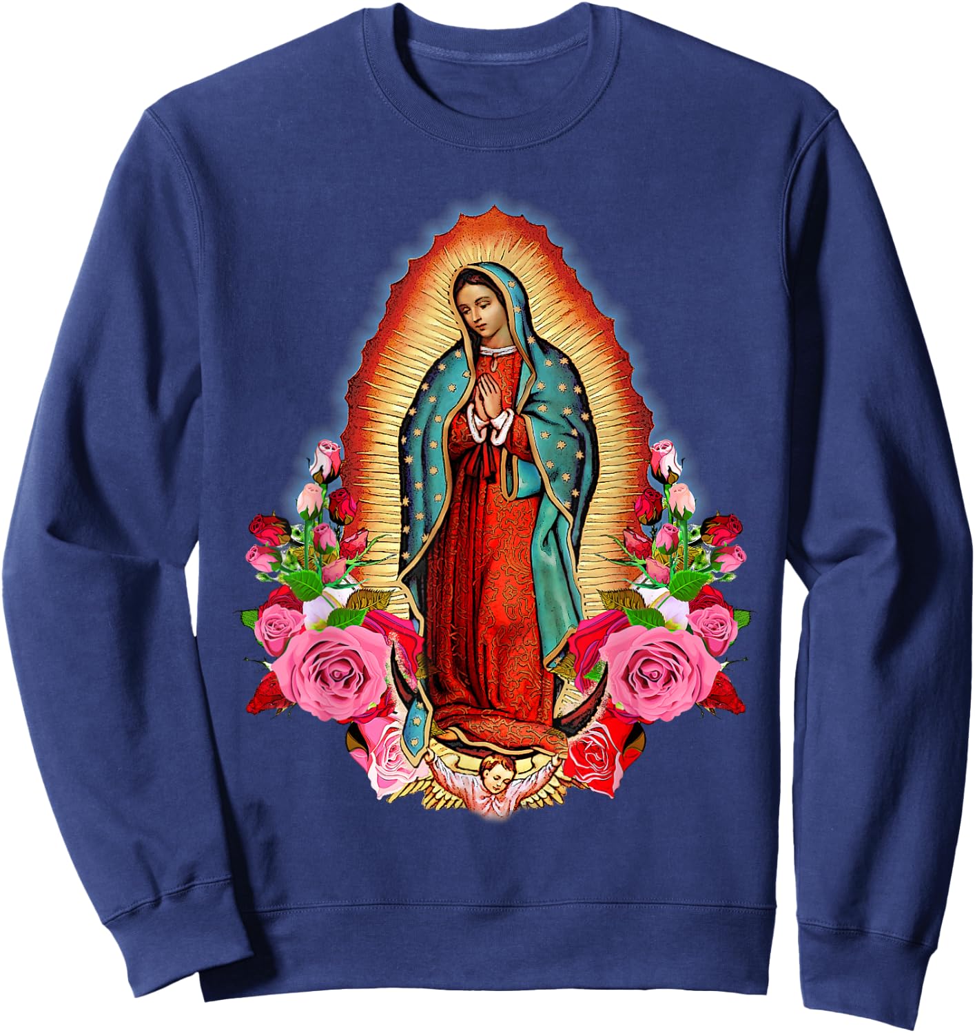 Our Lady of Guadalupe Saint Virgin Mary Sweatshirt - Sweatshirt | Navy