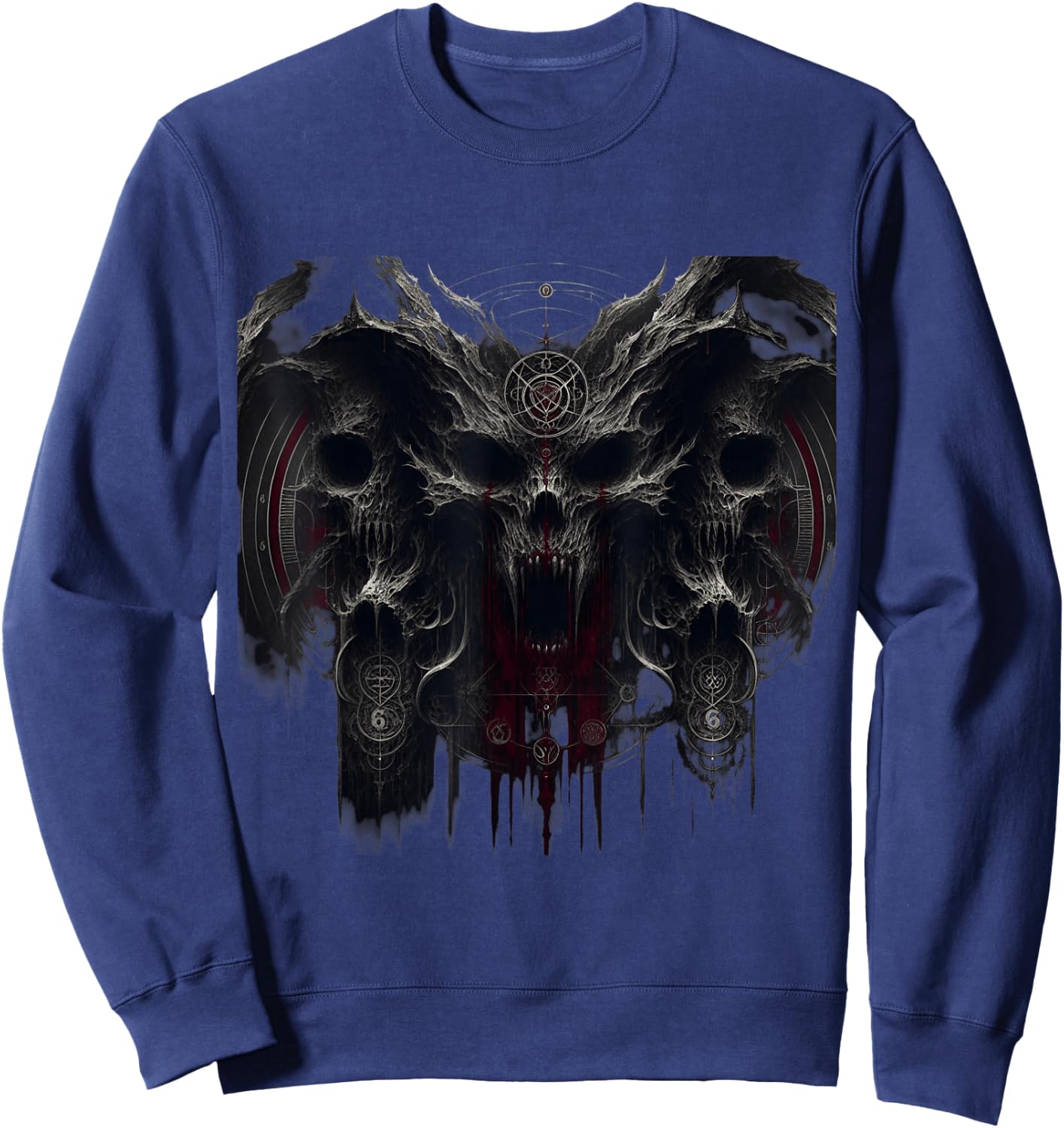 Eldritch Haunted Spaces Cursed Gothic Horror Demon Print Sweatshirt - Sweatshirt | Navy