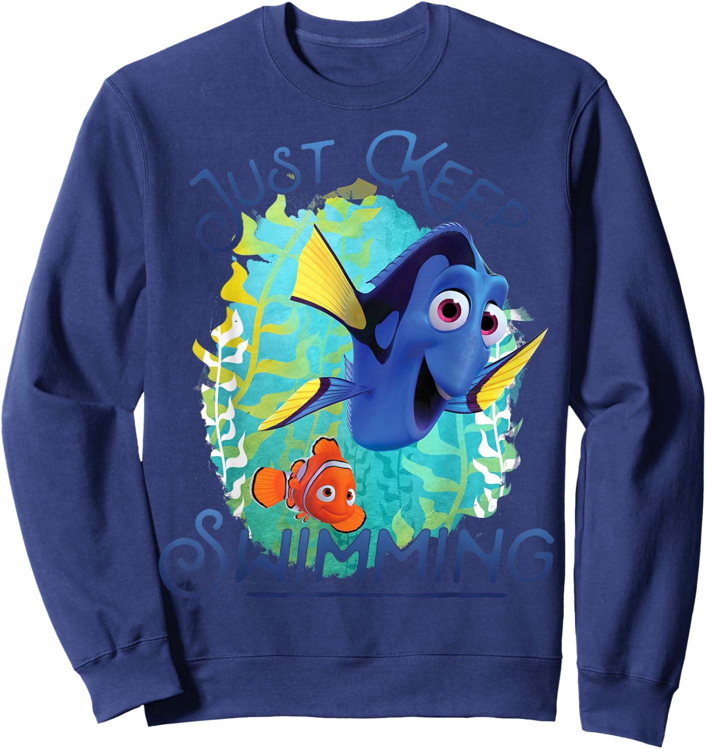 Disney Pixar Finding Dory Just Keep Swimming Ocean Logo Sweatshirt - Sweatshirt | Navy
