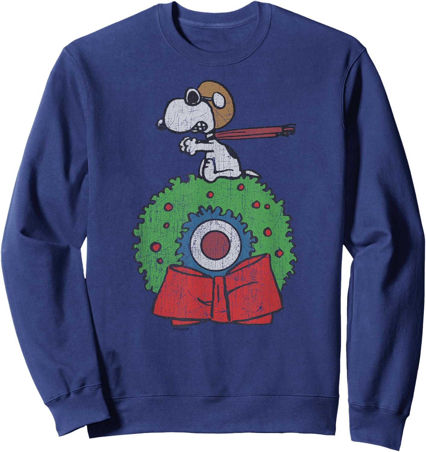 Peanuts Holiday Snoopy Target Wreath Sweatshirt - Sweatshirt | Navy
