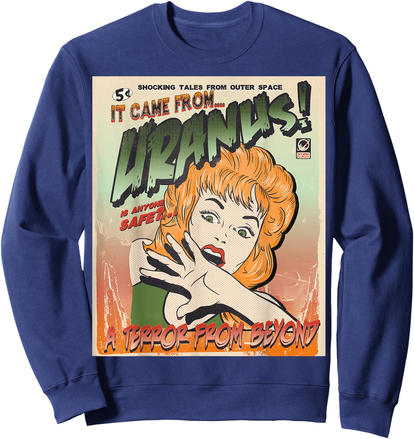 Ufo Flying Saucer Invasion 1950's Sience Fiction Abduction Sweatshirt - Sweatshirt | Navy