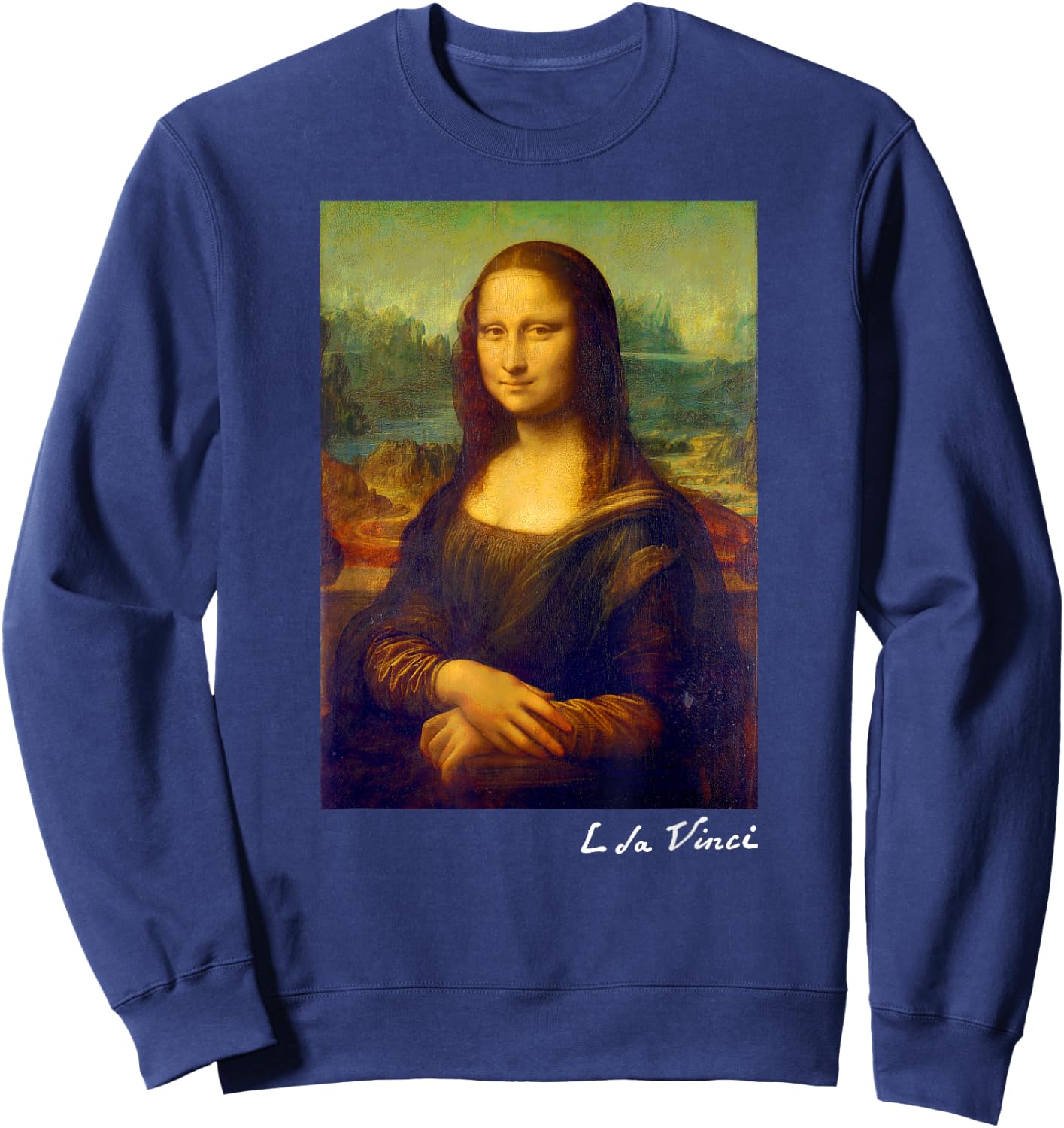 Famous Painting Mona Lisa Art of Leonardo da Vinci Artist Sweatshirt - Sweatshirt | Navy