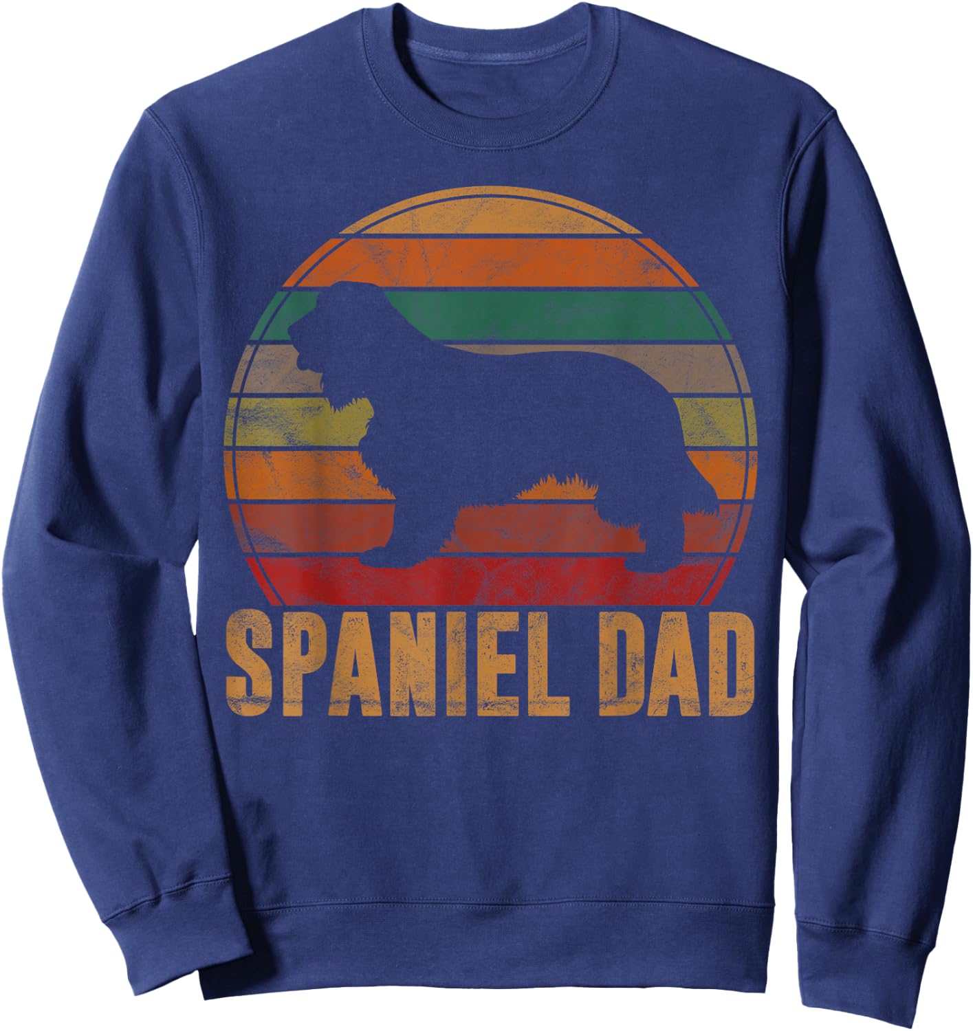 Retro Spaniel Dad Gift Dog Owner Pet English Cocker Father Sweatshirt - Sweatshirt | Navy