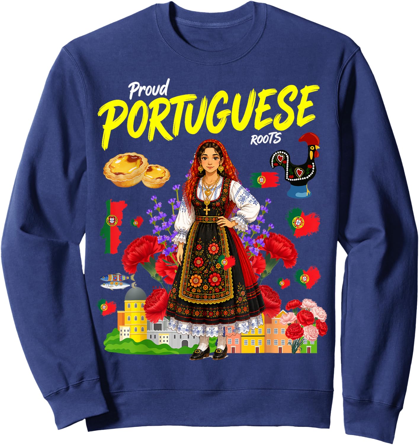 Portuguese Roots Idea for Girls Portuguesa Portugal Flag Sweatshirt - Sweatshirt | Navy