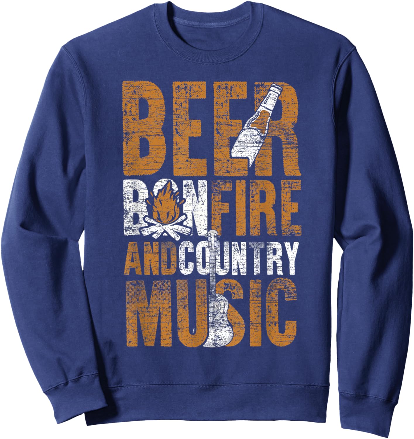 Cowboy Gift Beer Bonfire And Country Music Line Dance Sweatshirt - Sweatshirt | Navy