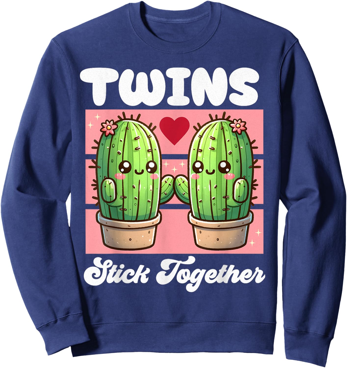 Matching Twin Cactus Twin Girls Tweens Twinning Succulent Sweatshirt - Sweatshirt | Navy