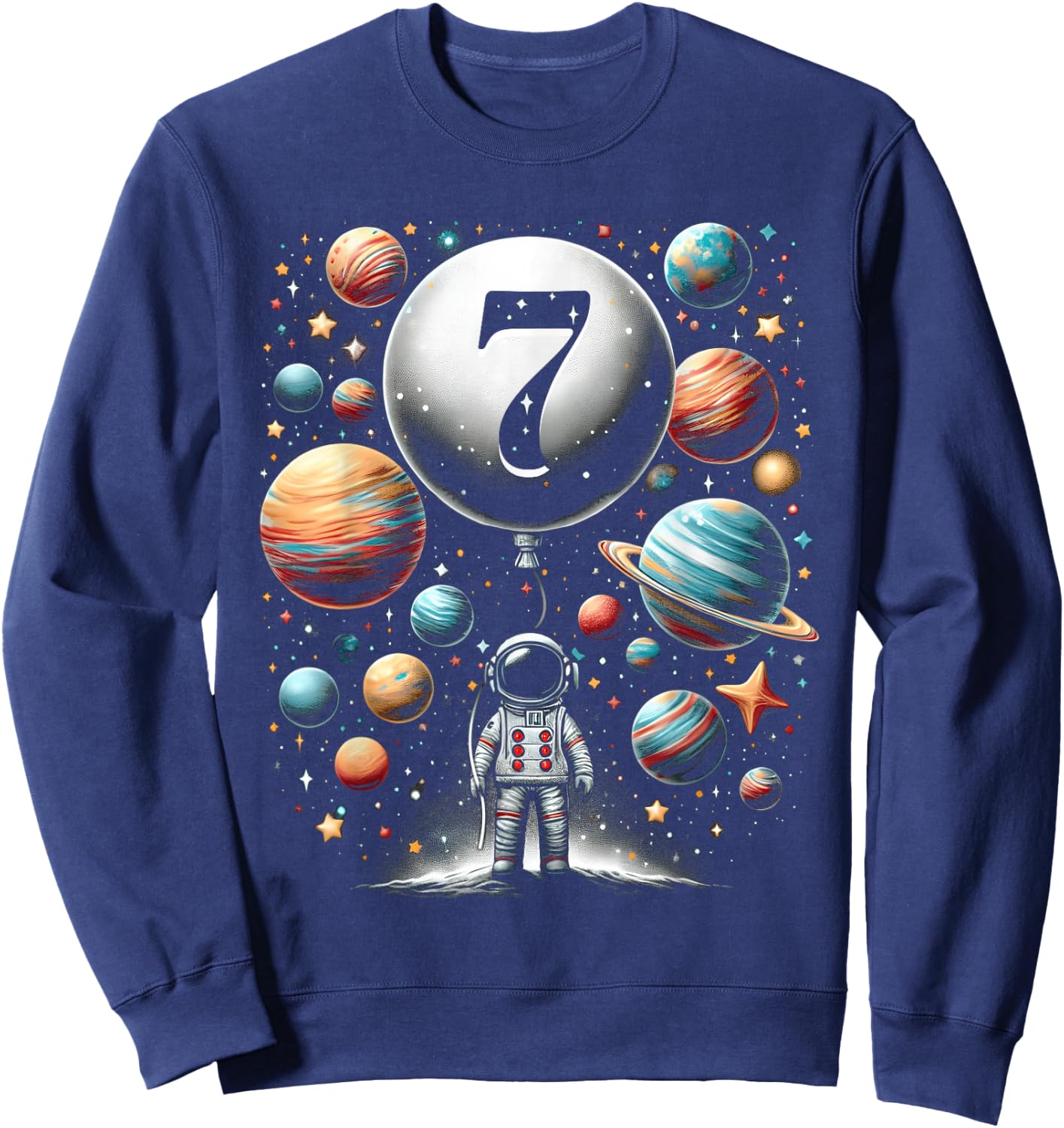 7 Seven Year Old Astronauts 7th Birthday Boys Space Geeks Sweatshirt - Sweatshirt | Navy