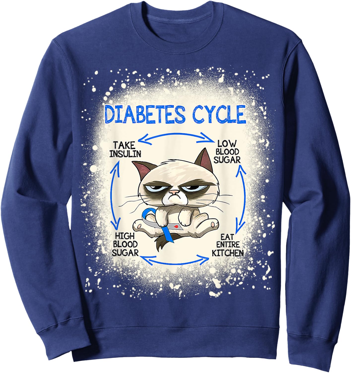 Diabetes Cycle Diabetes Awareness Funny Cat Sweatshirt - Sweatshirt | Navy