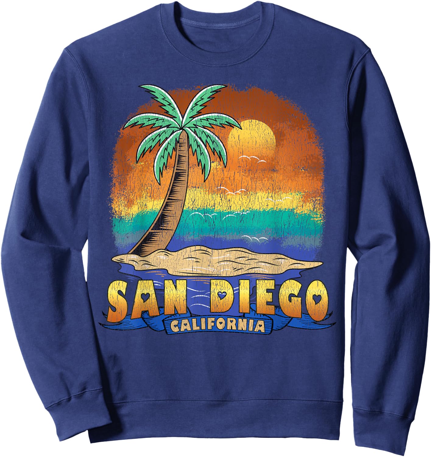 SAN DIEGO CALIFORNIA | Vintage Distressed Souvenir Sweatshirt - Sweatshirt | Navy