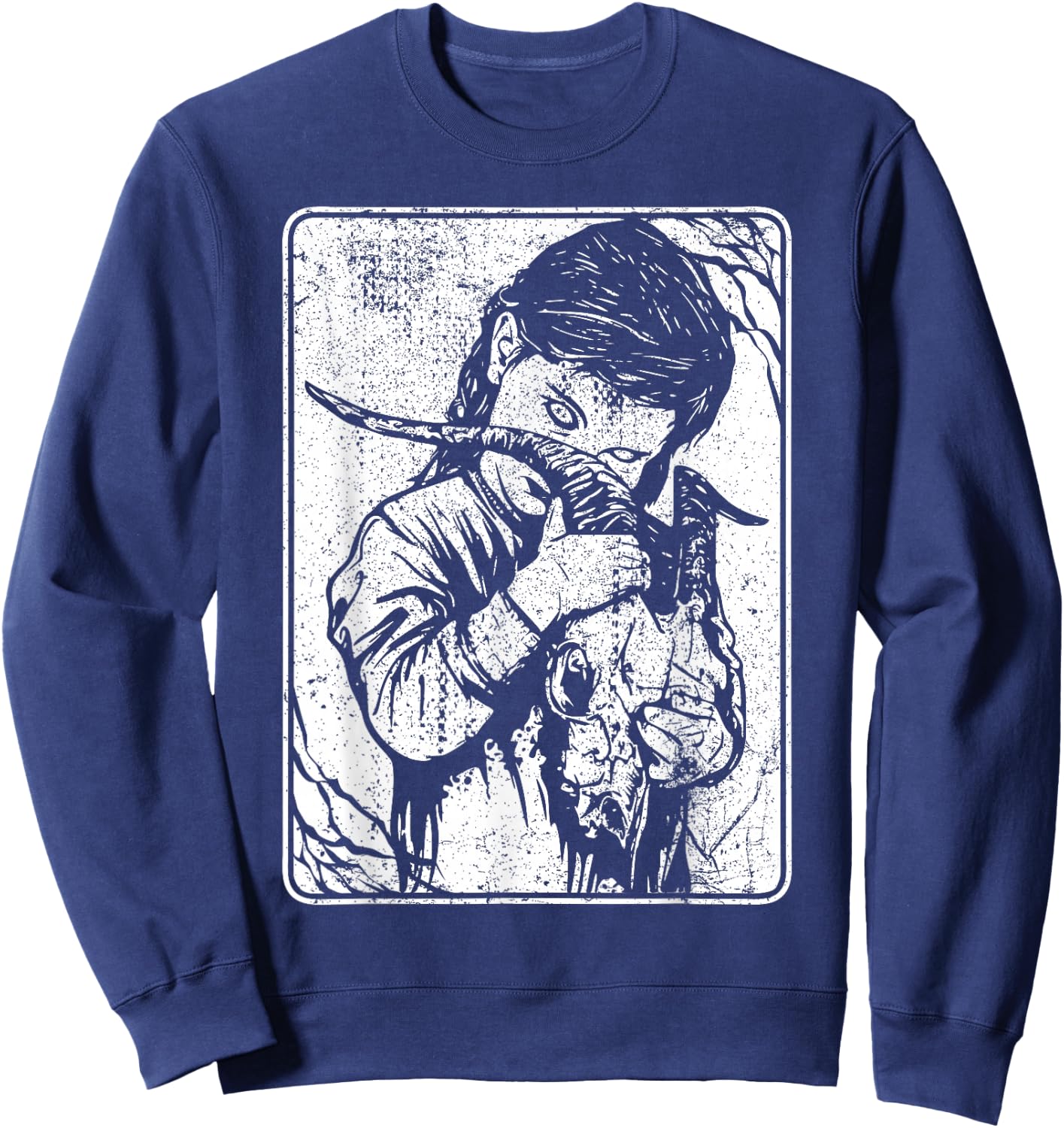 Satanic Occult Dark Art Evil 666 Antichrist Goth Sweatshirt - Sweatshirt | Navy