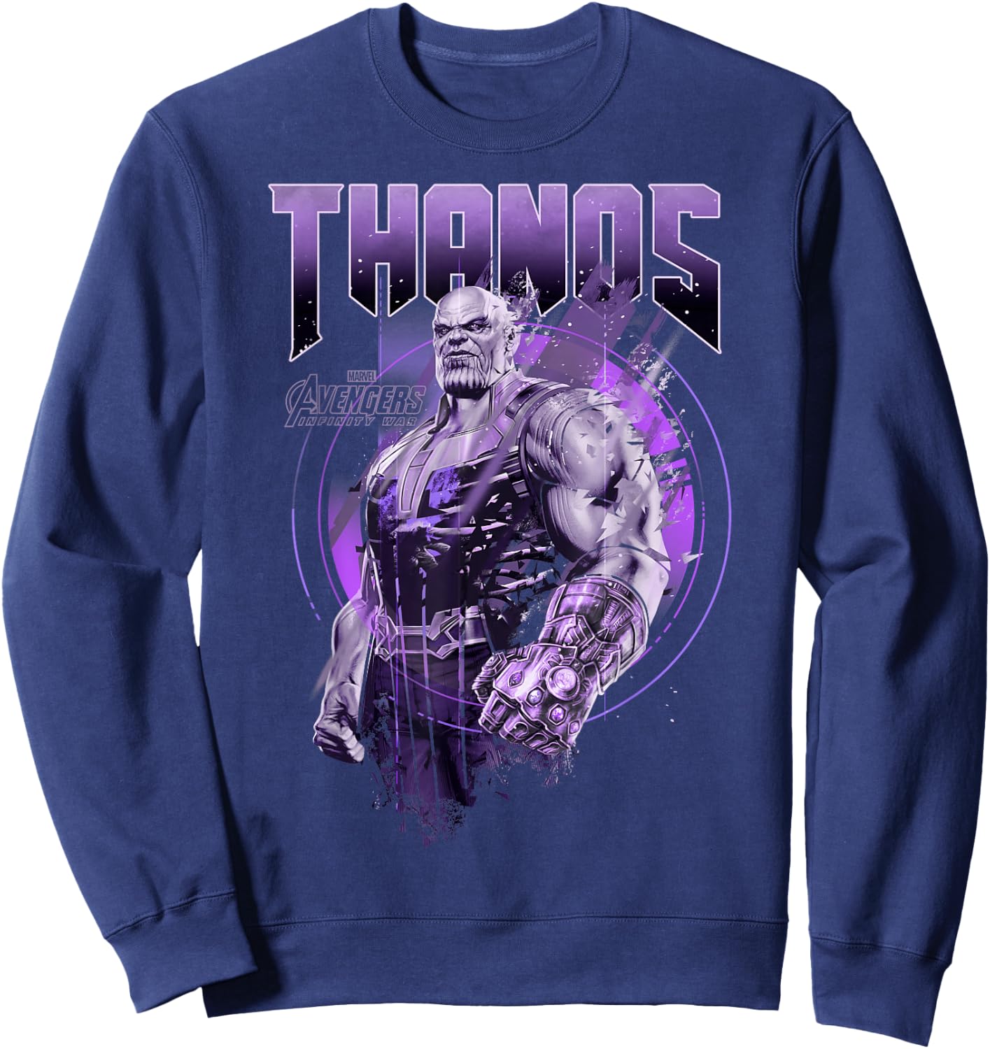 Marvel Infinity War Thanos Purple Distressed Graphic Sweatshirt - Sweatshirt | Navy