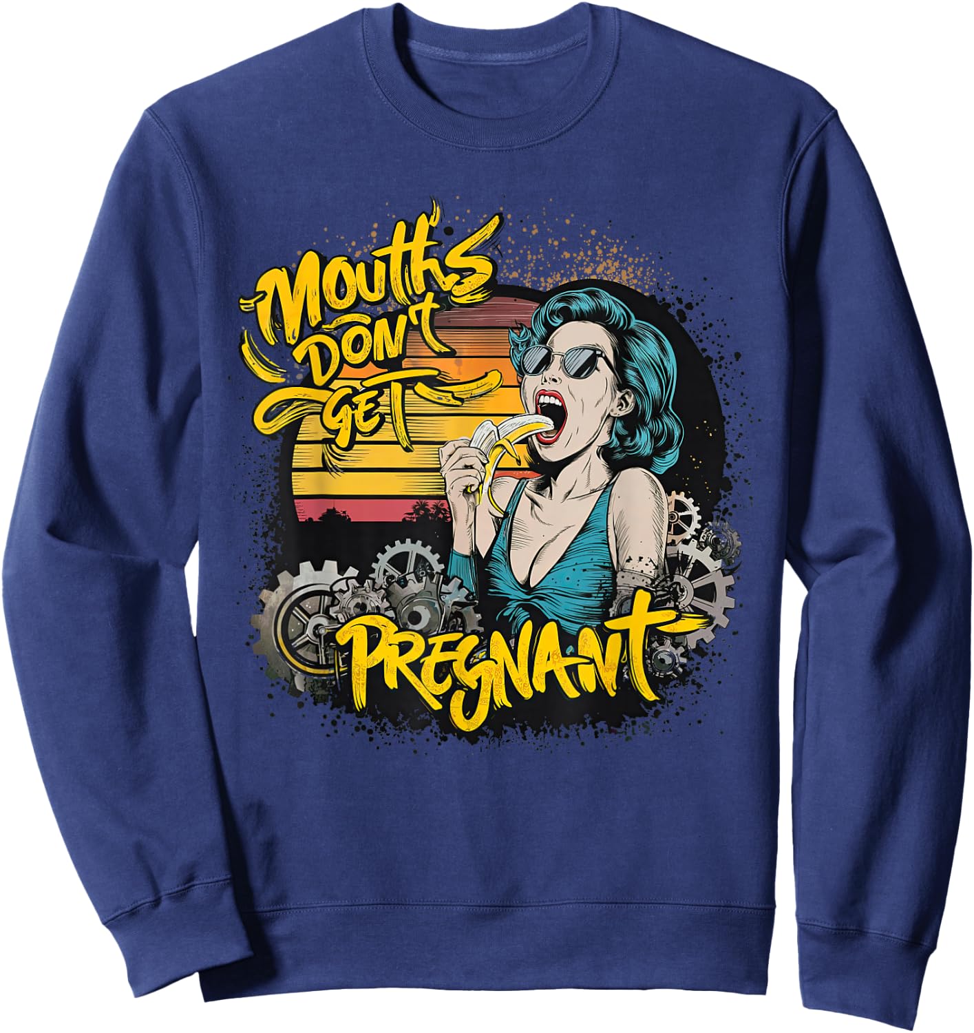 Münder Werden Nicht Schwanger Comic Woman Retro Sweatshirt - Sweatshirt | Navy