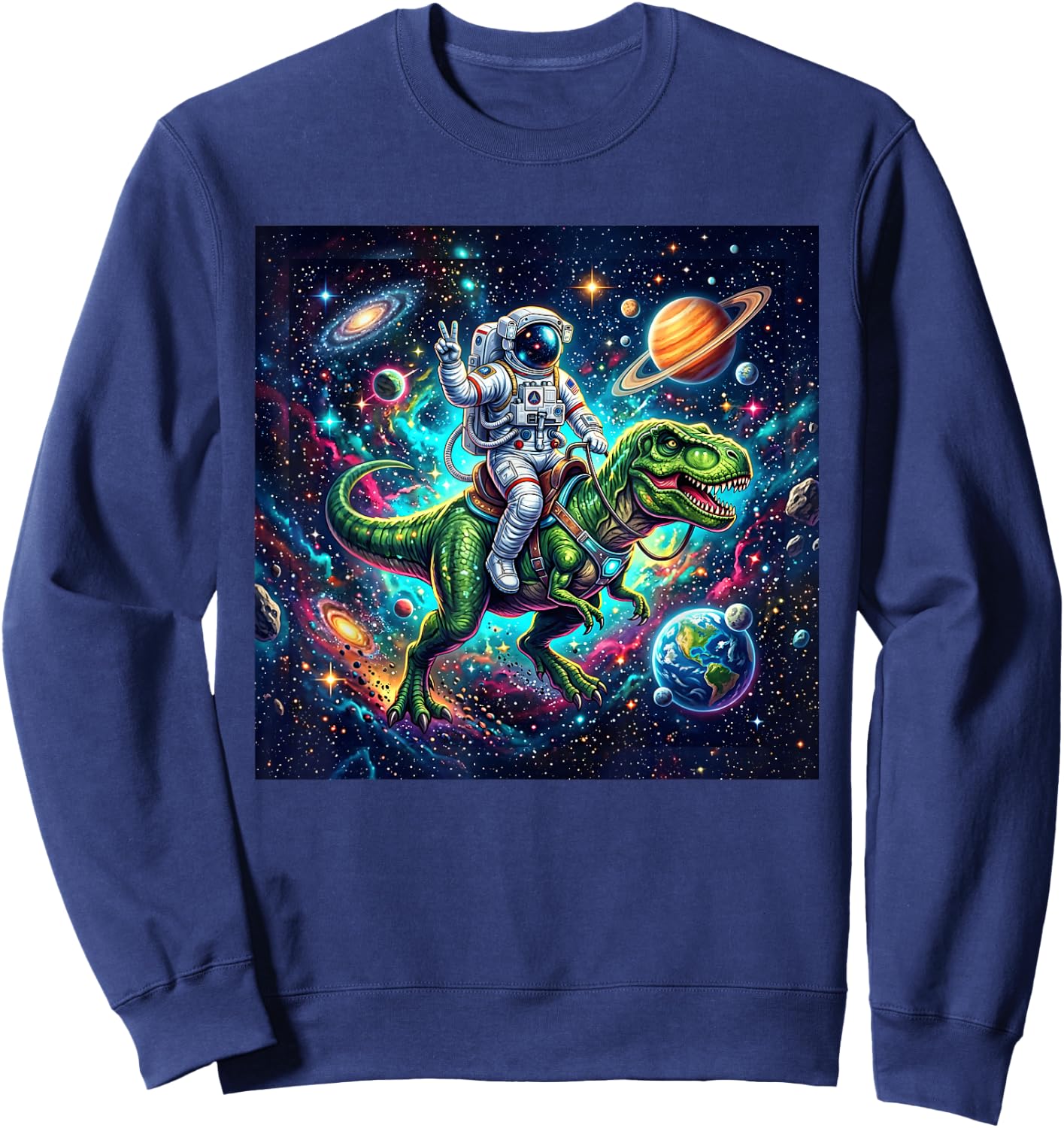 Cute Trex for Boys Girls Kids Costume Toddler Dino Space Sweatshirt - Sweatshirt | Navy