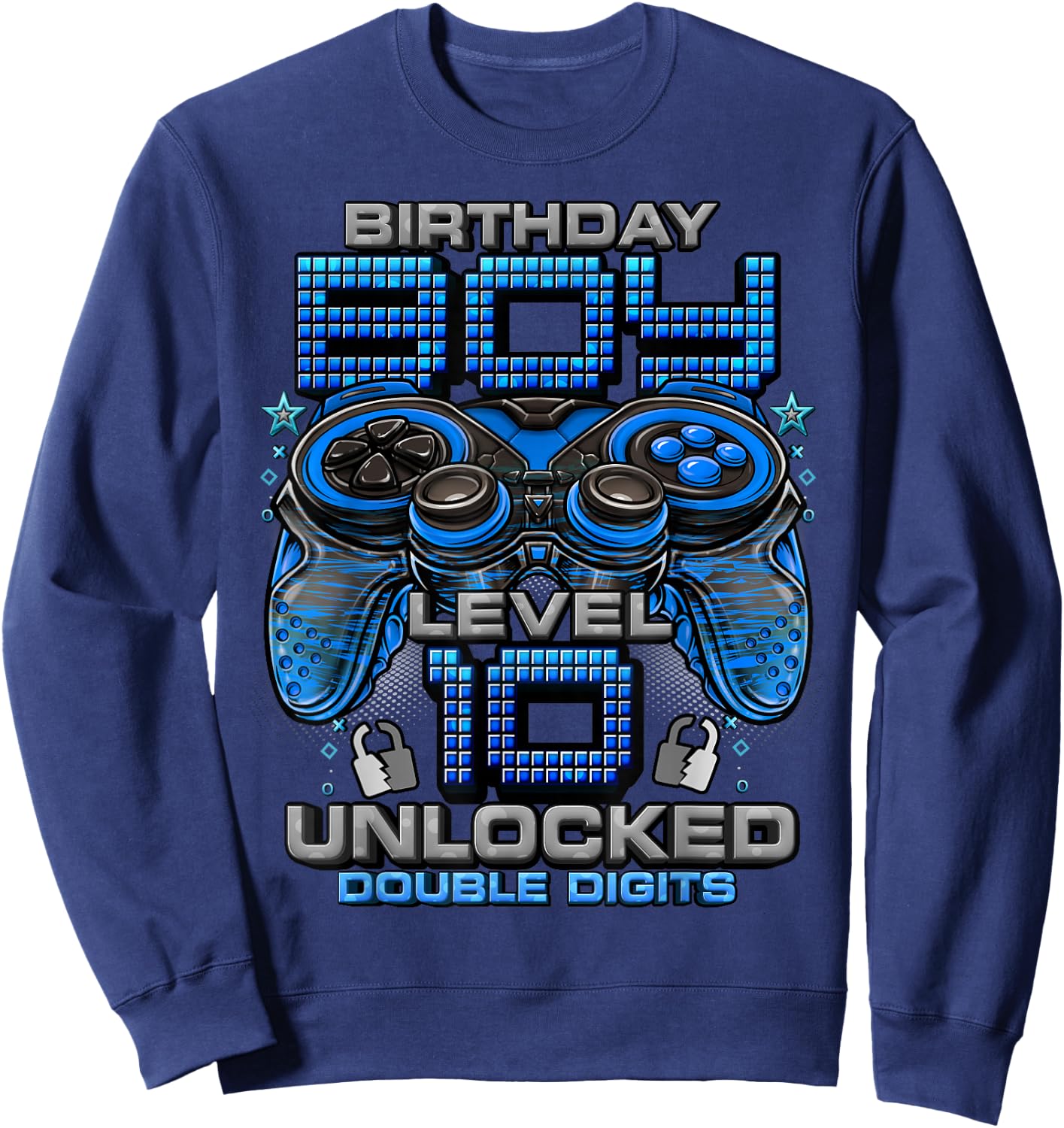 Level 10 Unlocked Awesome Since 2015 10th Birthday Gaming Sweatshirt - Sweatshirt | Navy