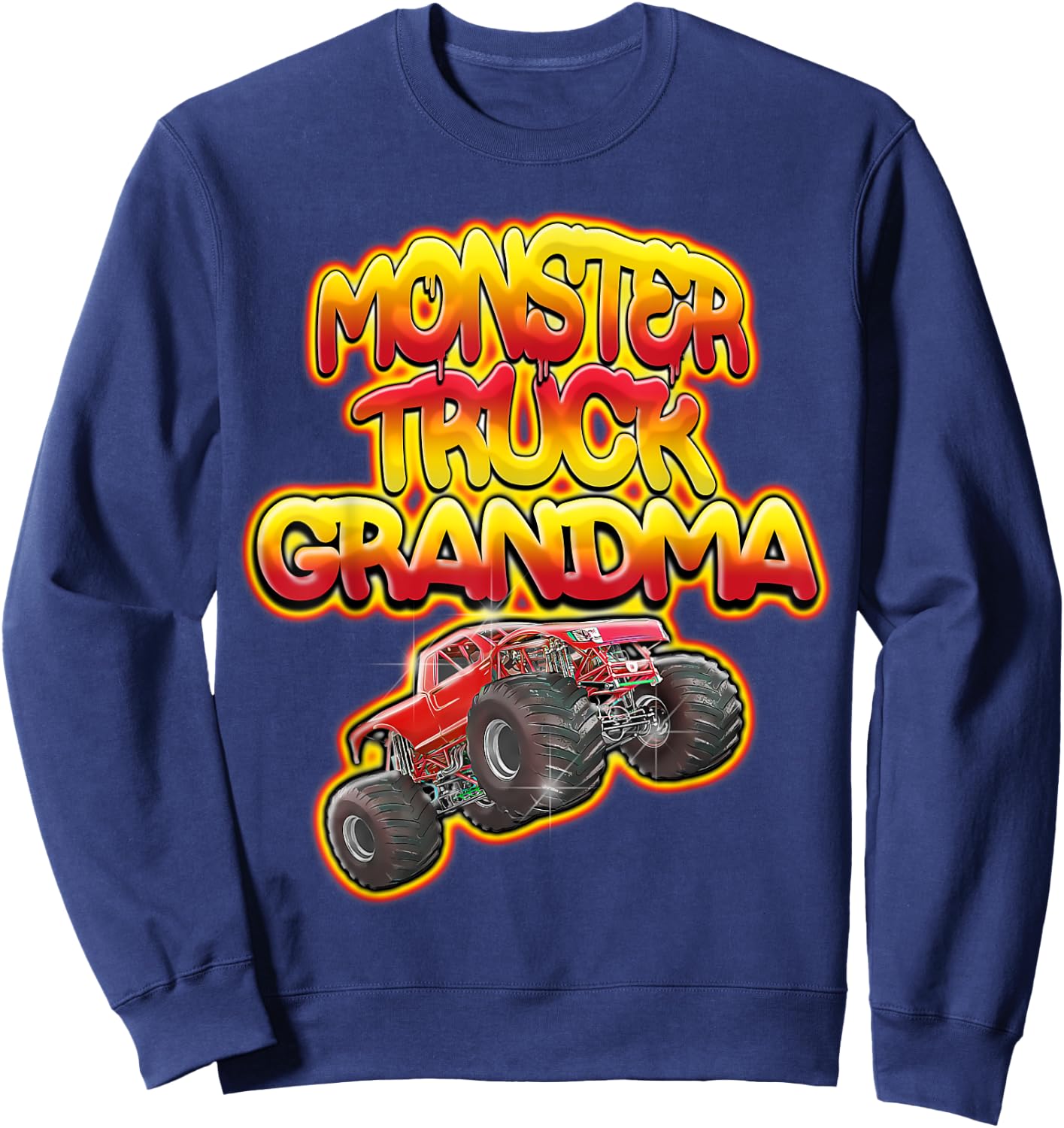 Monster Truck Grandma Hot Red Graffiti Style Sweatshirt - Sweatshirt | Navy