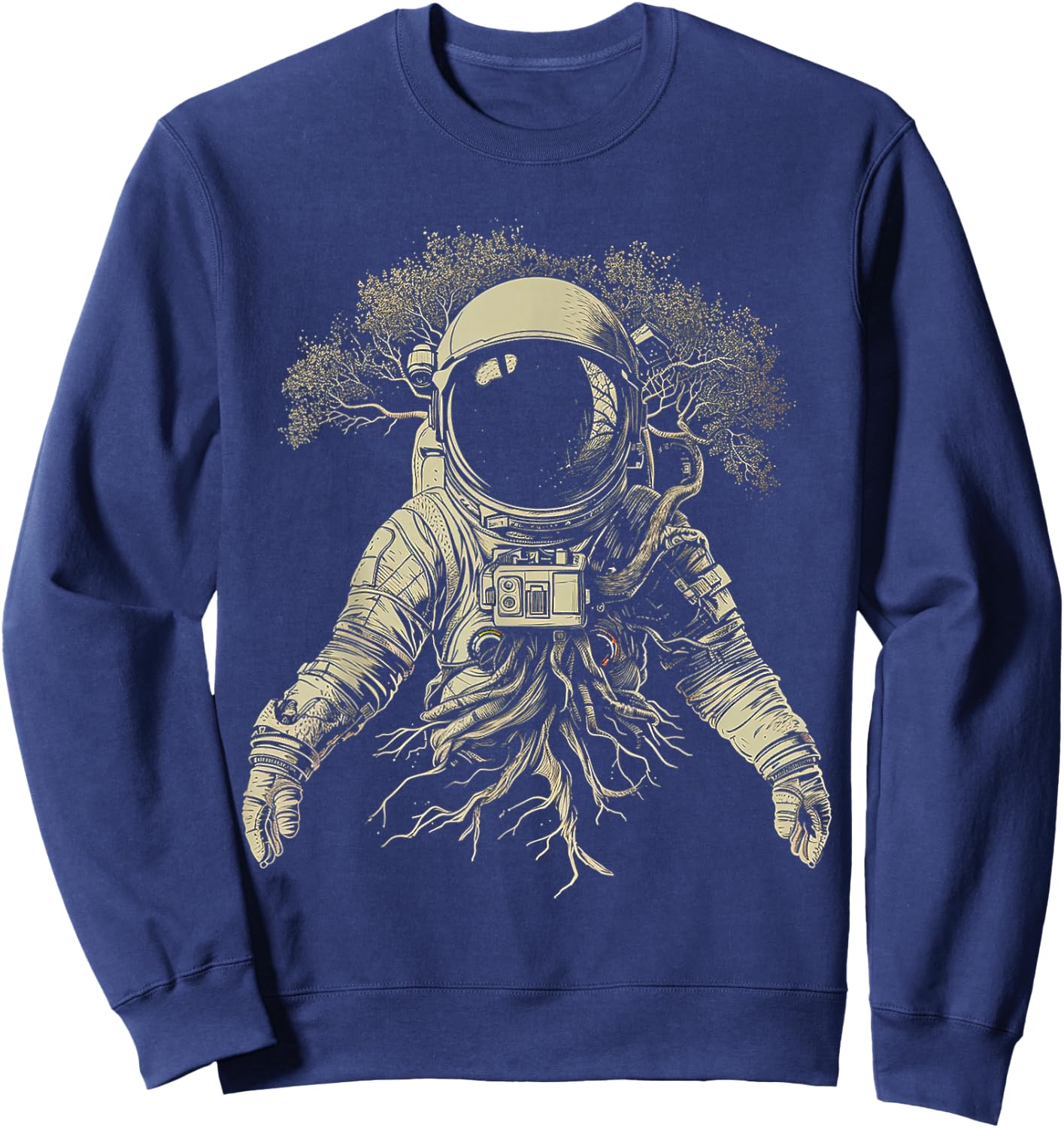 Astronaut Tree Artwork Space Nature Astronaut Sweatshirt - Sweatshirt | Navy