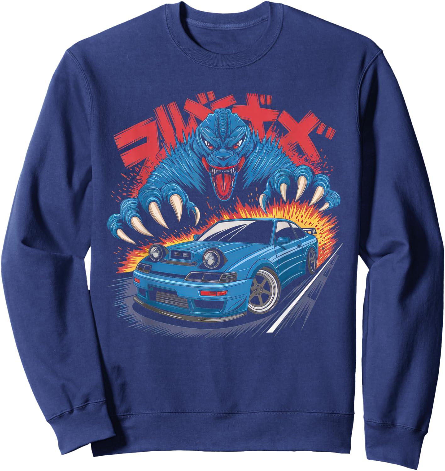 Japanese Car Men JDM Japan Street Racing Streetwear Sweatshirt - Sweatshirt | Navy
