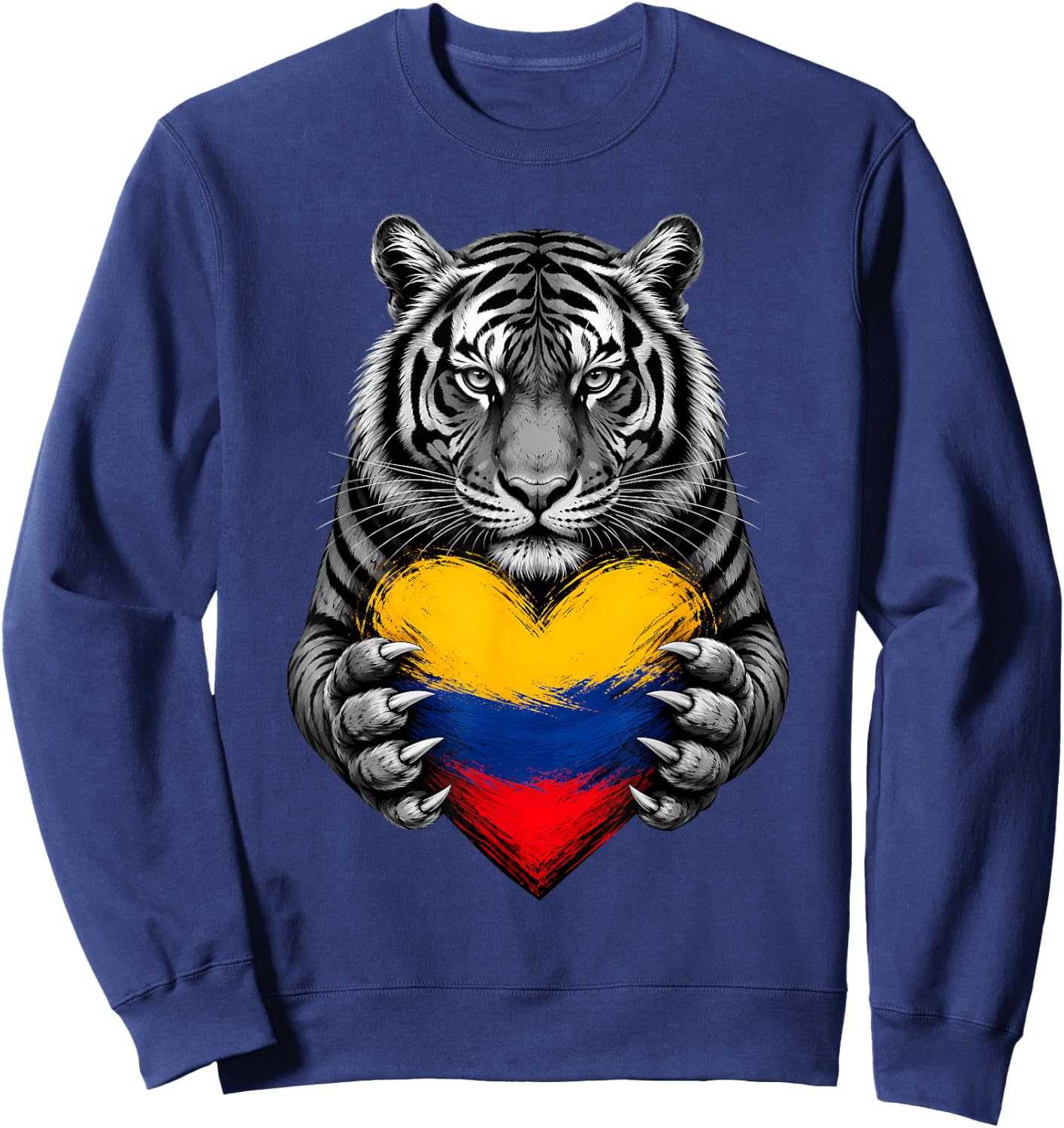 Tiger Heart Colombian Flag Colombia Pride Men Women Kids Sweatshirt - Sweatshirt | Navy