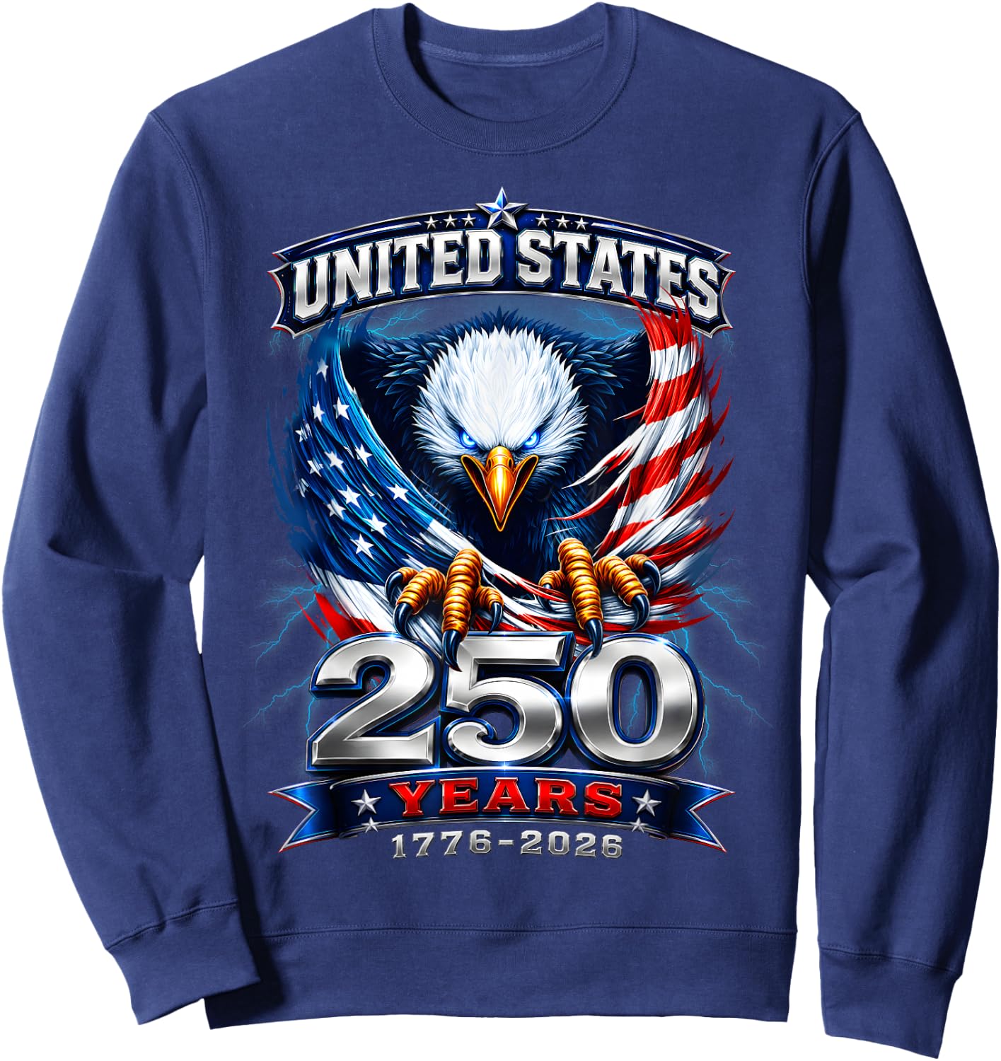 250th Anniversary USA 250 Years America 4th of July Eagle Sweatshirt - Sweatshirt | Navy