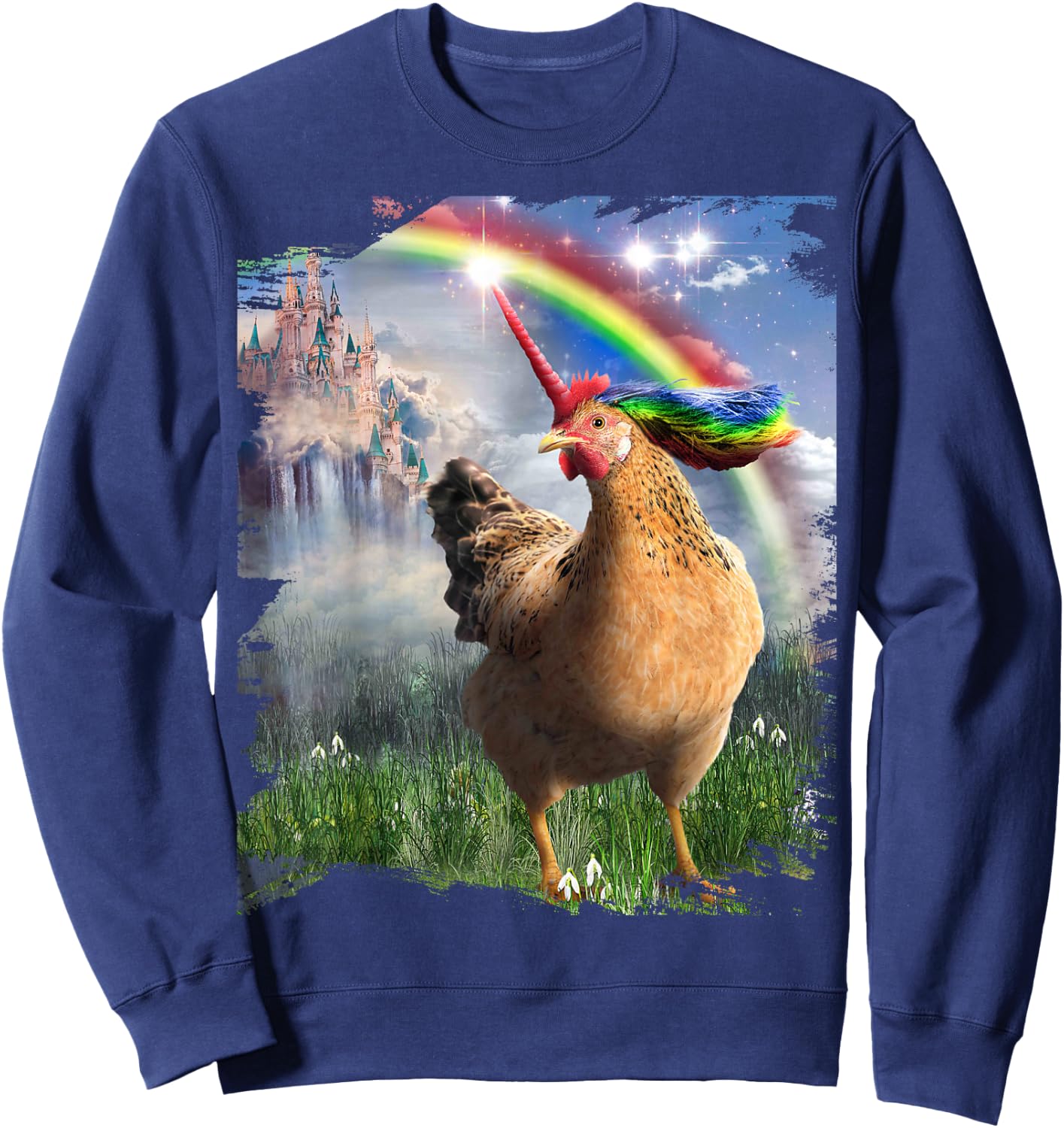 Awesome Unicorn Chicken Rainbow Chickicorn Funny Sweatshirt - Sweatshirt | Navy