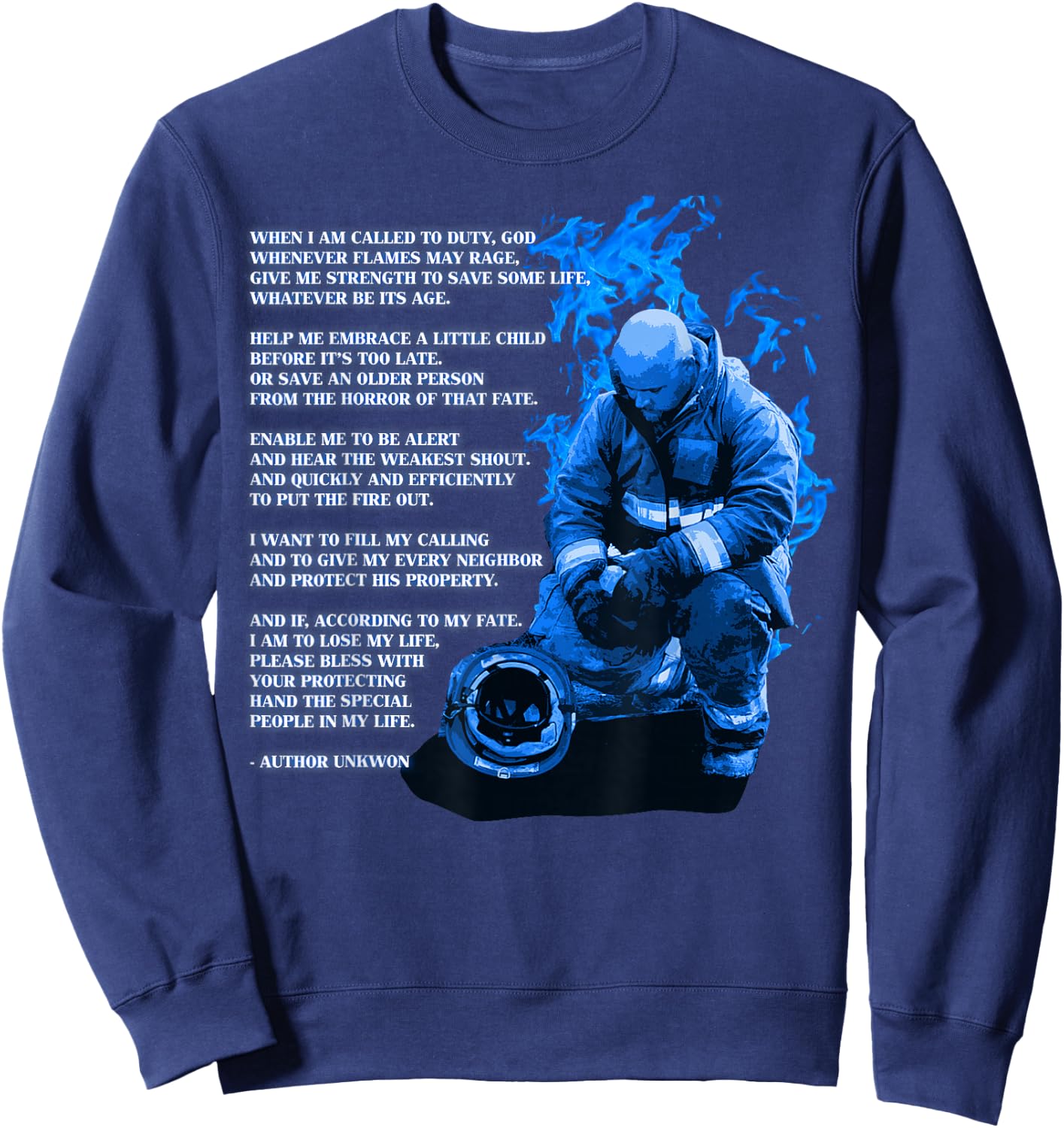 Fire Fighter Prayer Shirt Fire Department Fireman Sweatshirt - Sweatshirt | Navy