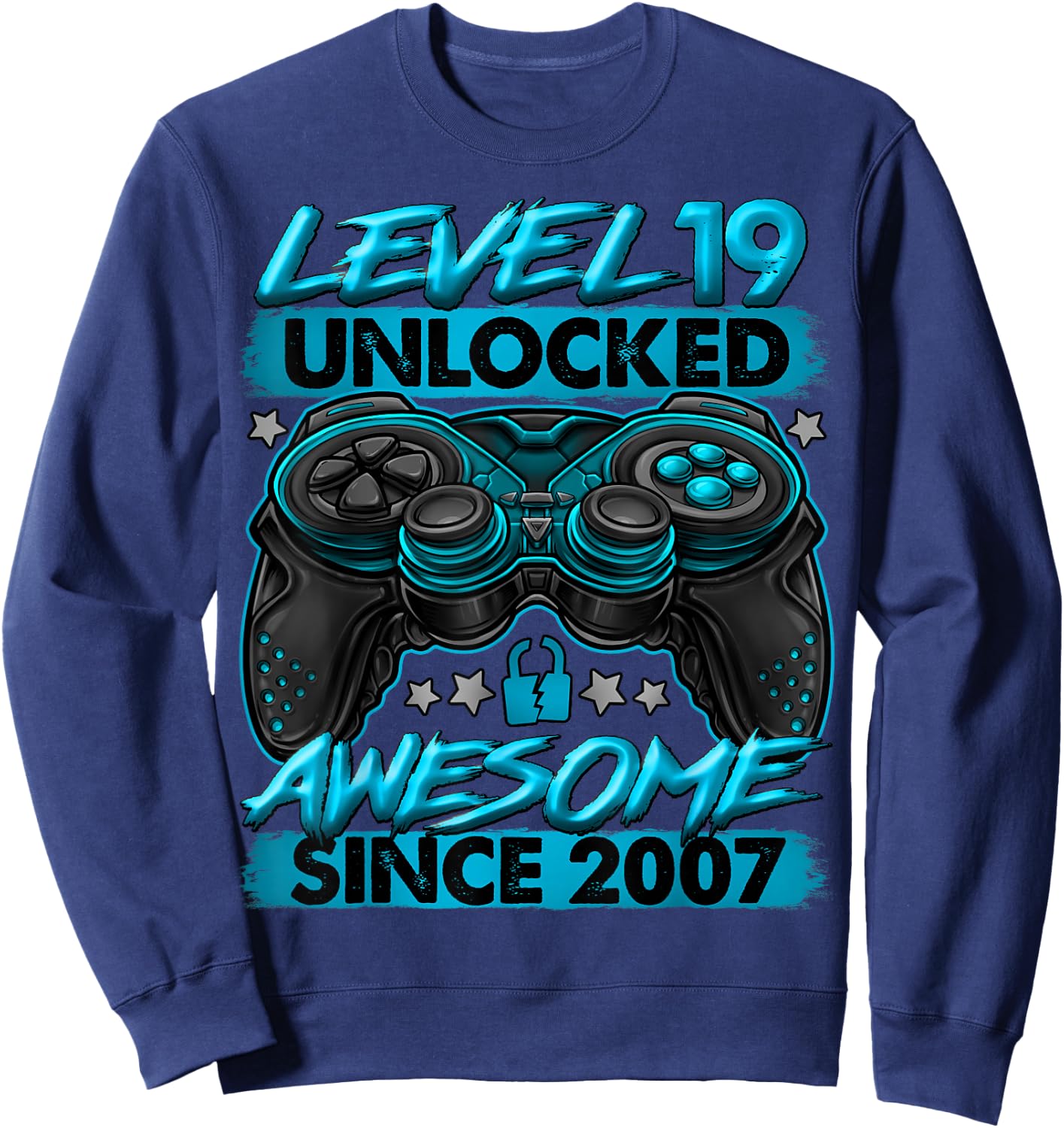 Level 19 Unlocked 19 Year Old Gifts Boys 19th Birthday Boy Sweatshirt - Sweatshirt | Navy