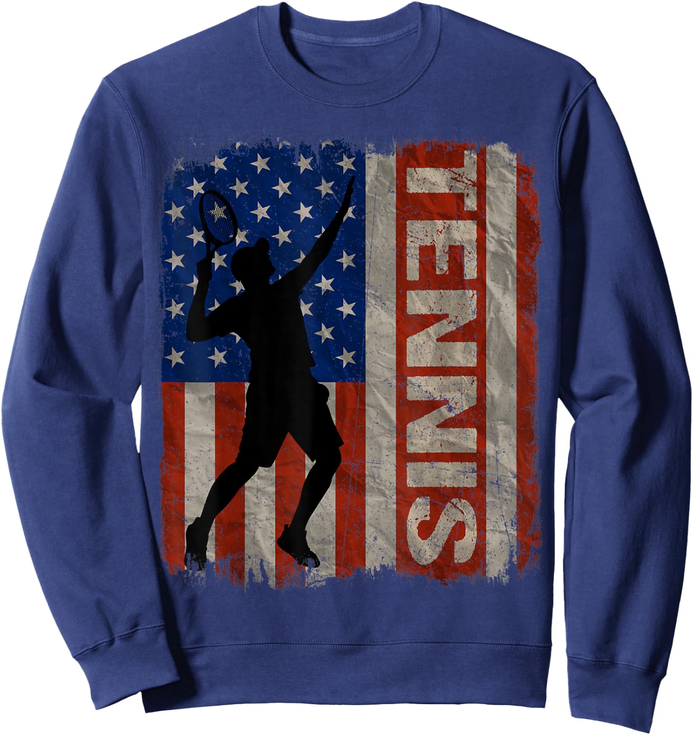 Tennis USA American Flag Vintage 4th Of July Gift Women Kids Men Sweatshirt - Sweatshirt | Navy
