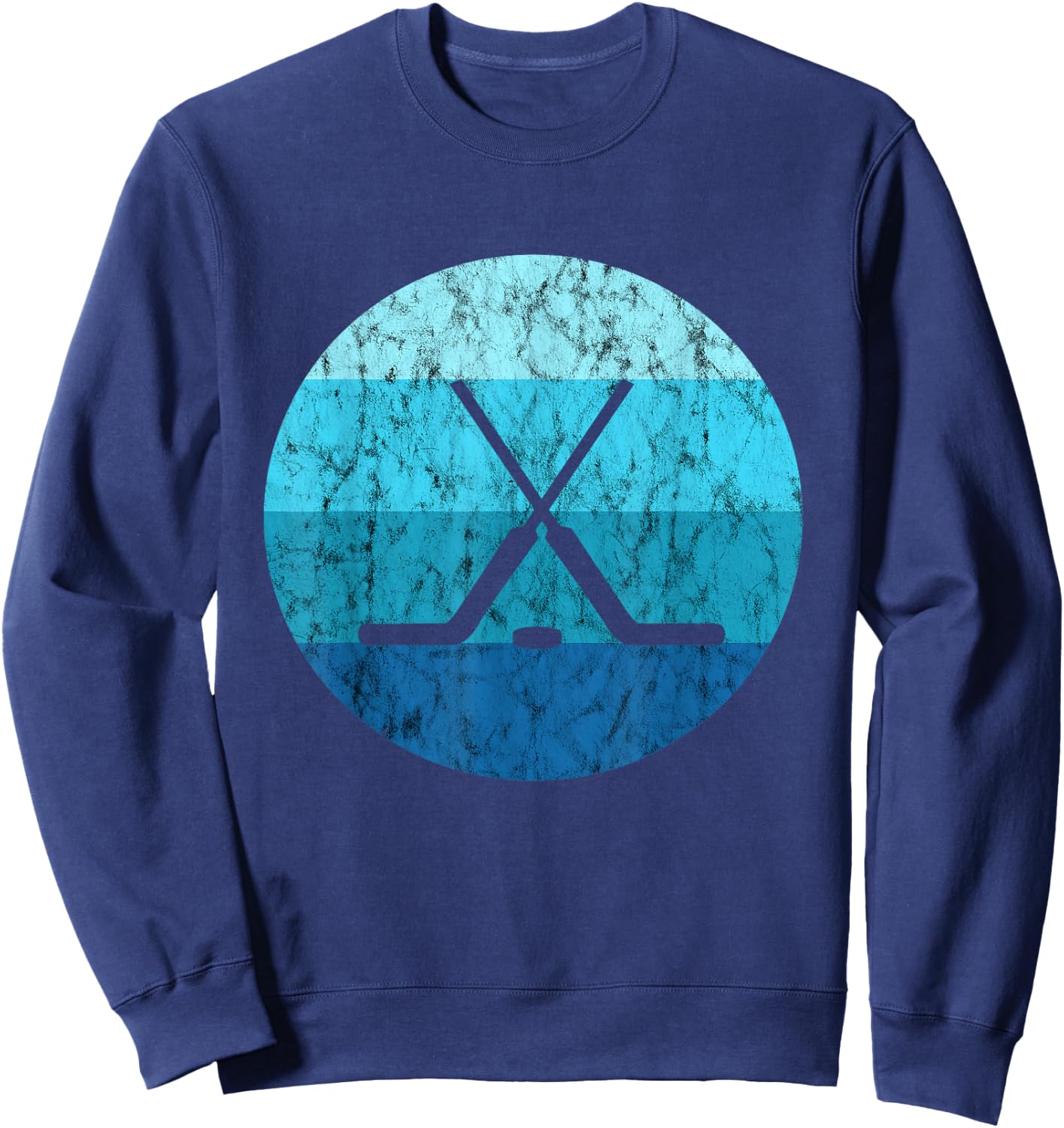 Ice Hockey Stick Hockey Sport Retro Vintage Ocean Water Sweatshirt - Sweatshirt | Navy