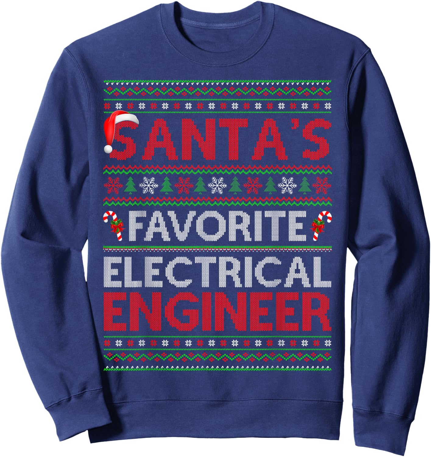 Ugly Xmas Santa's Favorite Electrical Engineer Christmas Sweatshirt - Sweatshirt | Navy