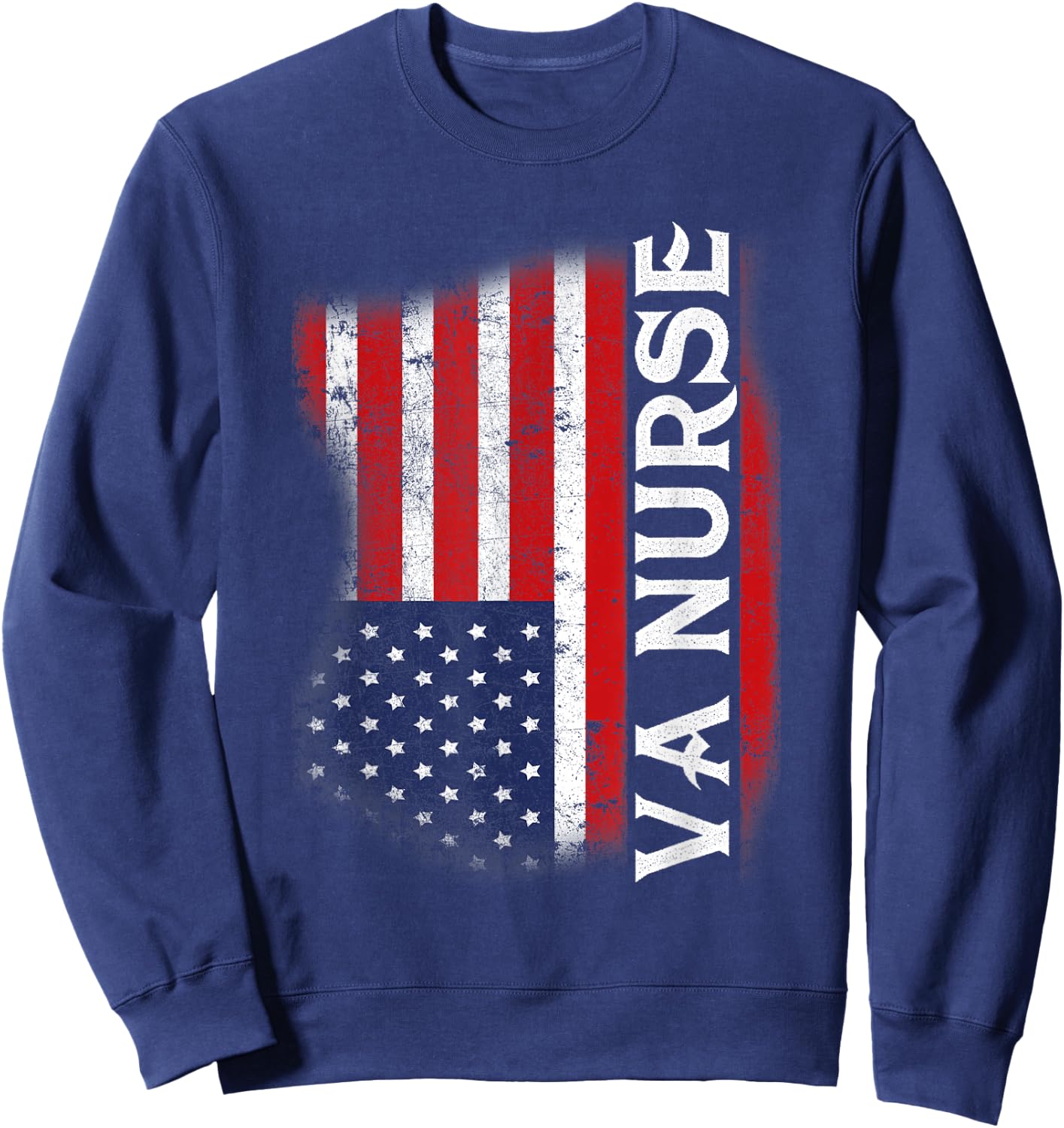 Veteran American USA Flag VA Nurse Sweatshirt - Sweatshirt | Navy