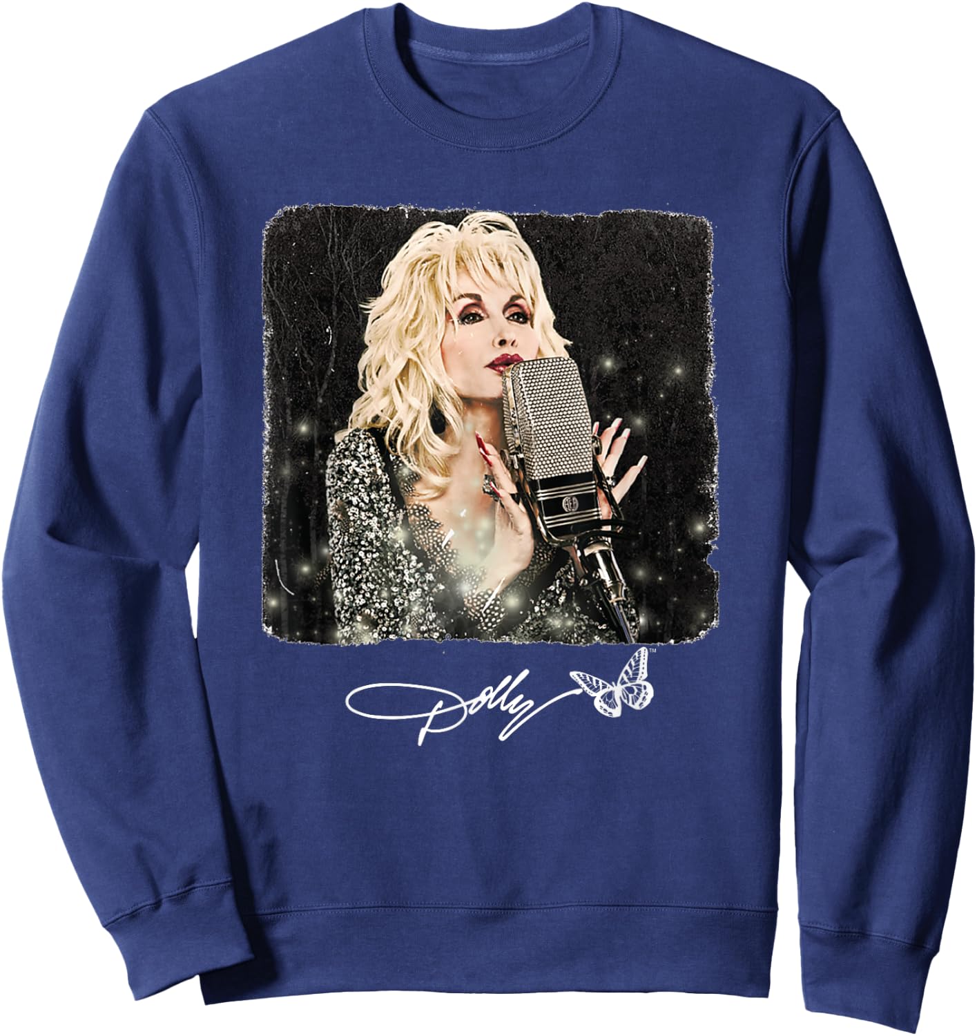 Dolly Parton Black - Small - Classic Fit - Short Sleeve - Cotton 60% Polyester 40% - Novelty - Women's Casual Shirt Sweatshirt - Sweatshirt | Navy
