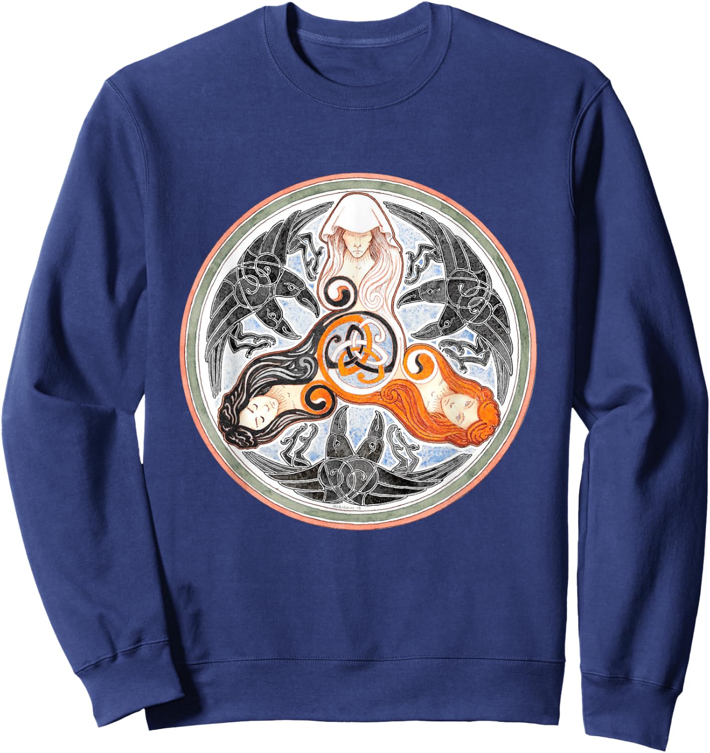 The Morrigan Triple Goddess Tarot Card Gothic Pagan Witch Sweatshirt - Sweatshirt | Navy