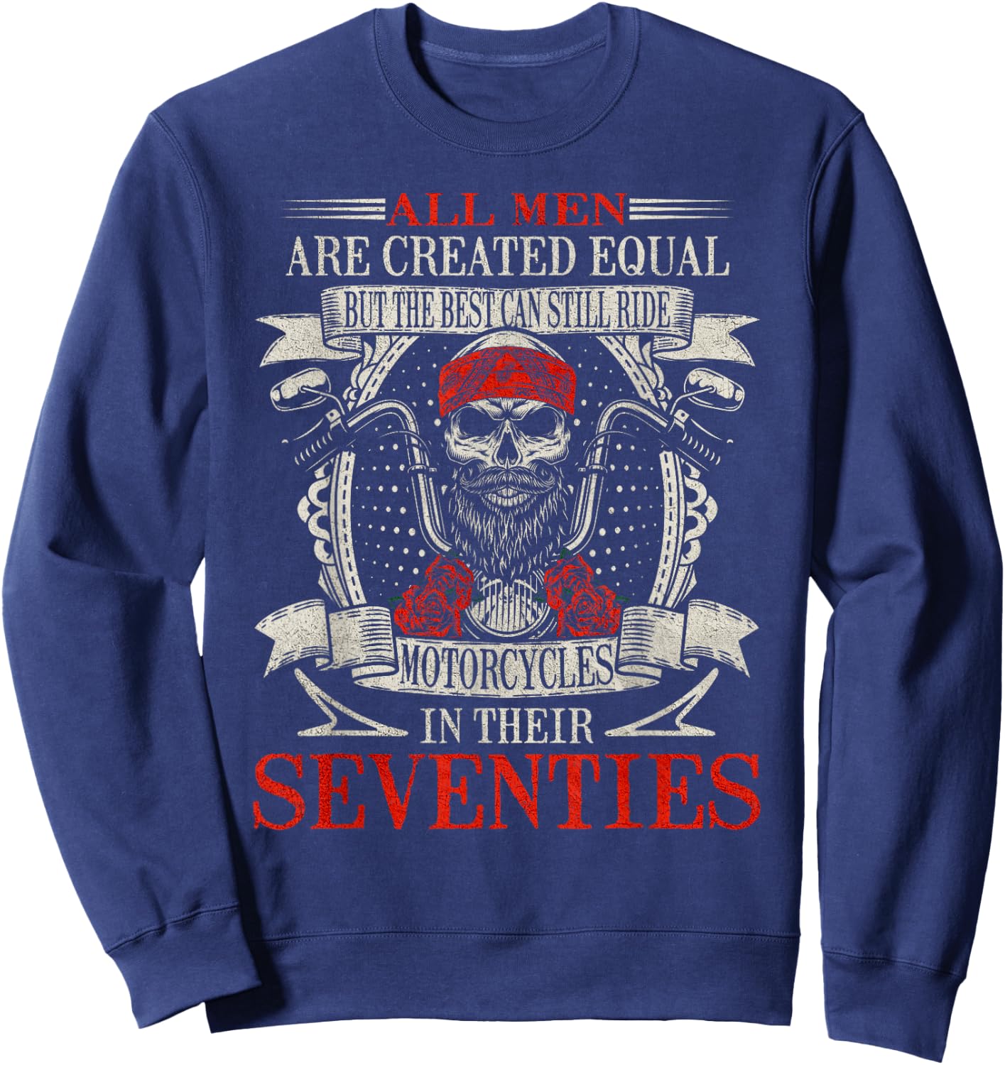 Vintage Biker Skull Seventies Motorcycle Rider Sweatshirt - Sweatshirt | Navy
