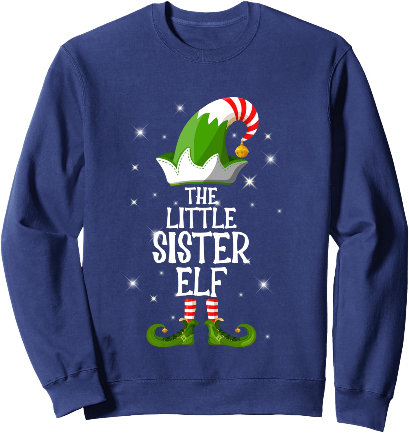 The Little Sister Elf Family Matching Group Christmas Sweatshirt - Sweatshirt | Navy