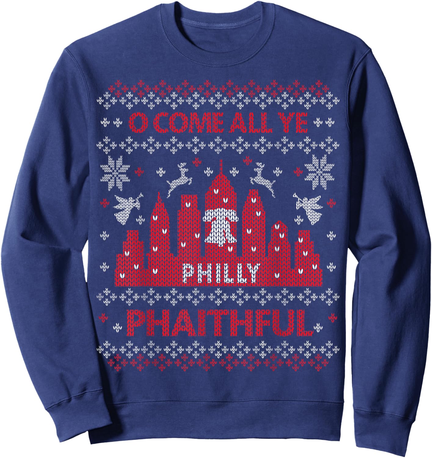 Philly Faithful Funny Philadelphia Philly Fan Ugly Christmas Sweatshirt - Sweatshirt | Navy