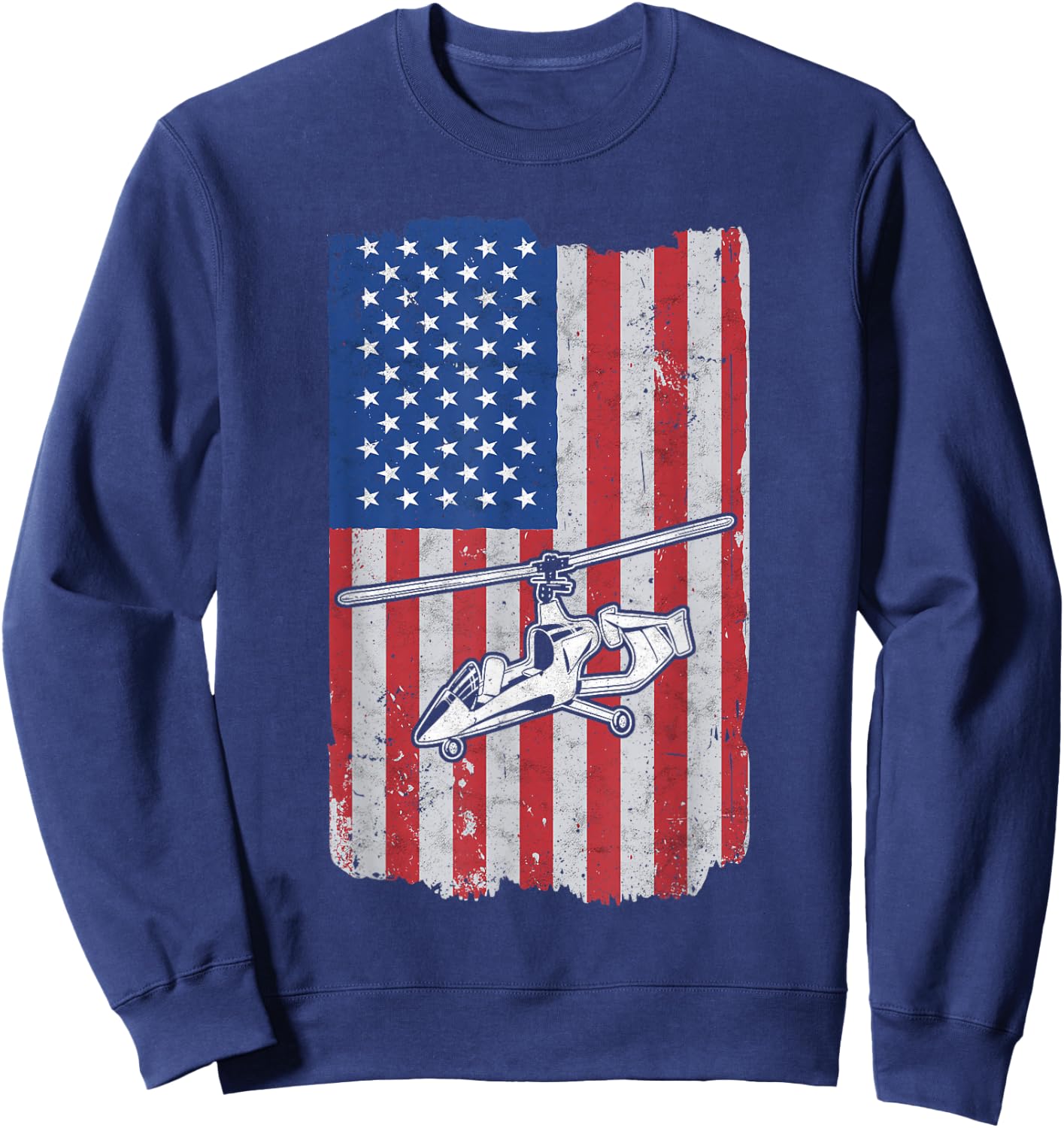 Gyrocopter USA Flag Gyroplane Autogyro Gyrocopter Sweatshirt - Sweatshirt | Navy