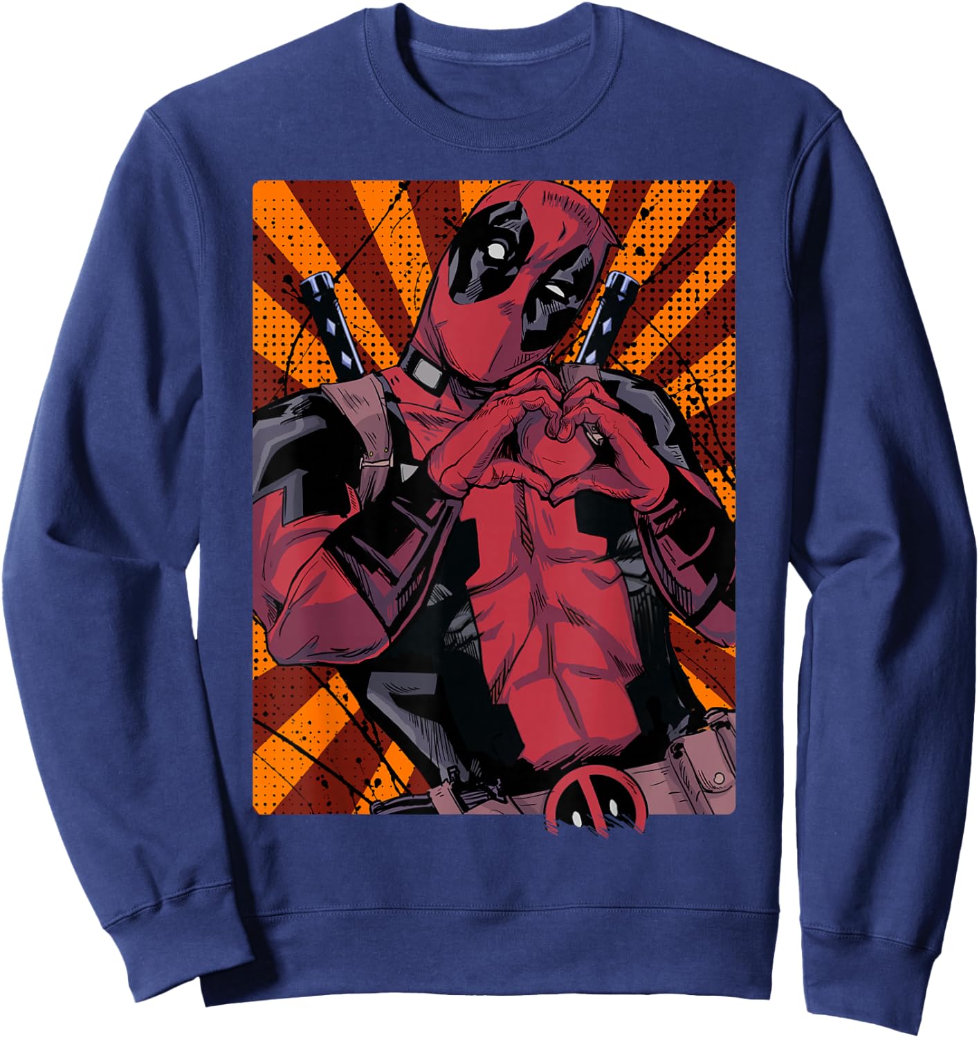 Marvel Deadpool Heart Hands Portrait Small Sweatshirt - Sweatshirt | Navy