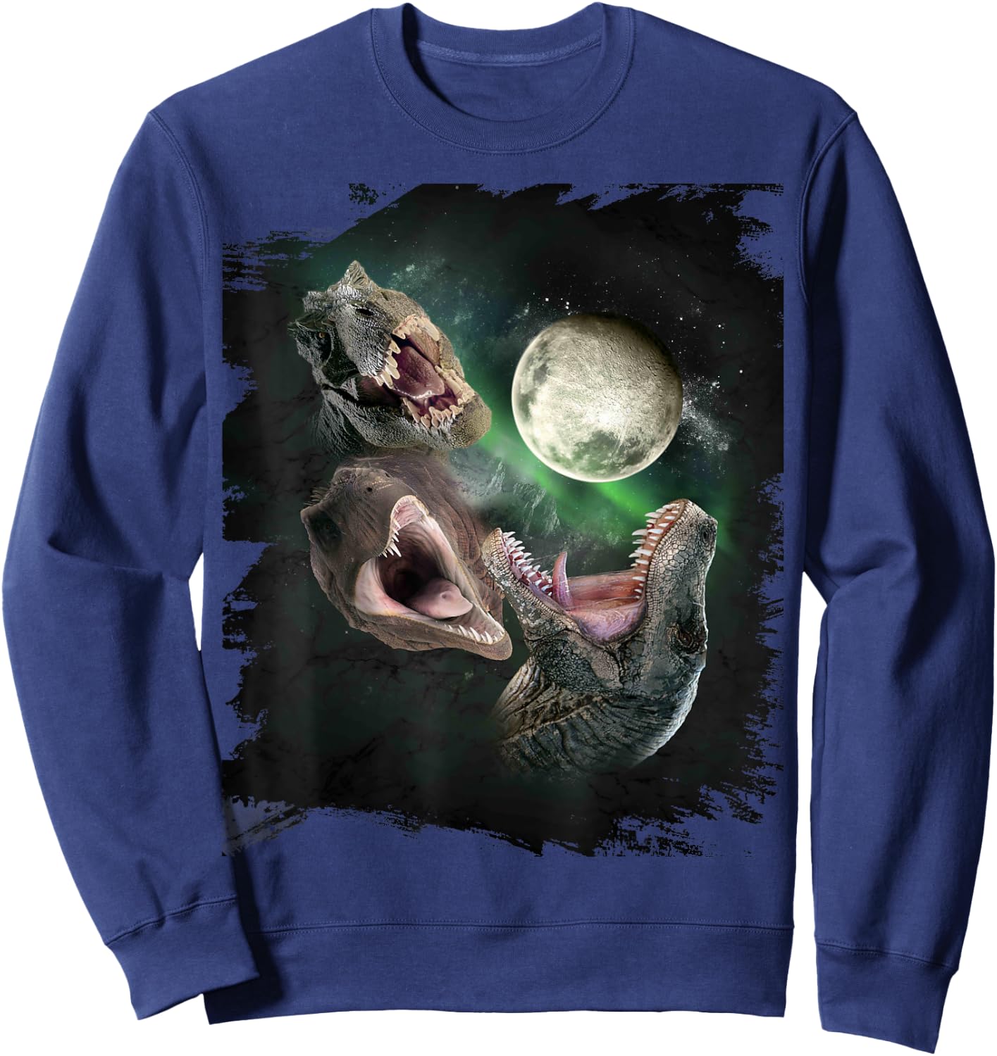 3 Dinosaurs Moon, Wolf Dinosaur, Wolves Howl Sweatshirt - Sweatshirt | Navy