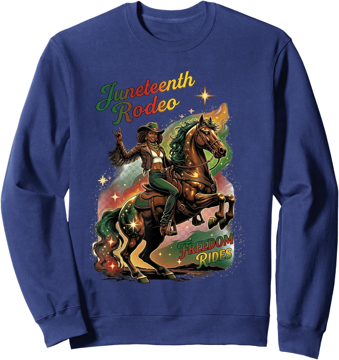 Black Cowgirl Western Rodeo Juneteenth Black History Texas Sweatshirt - Sweatshirt | Navy