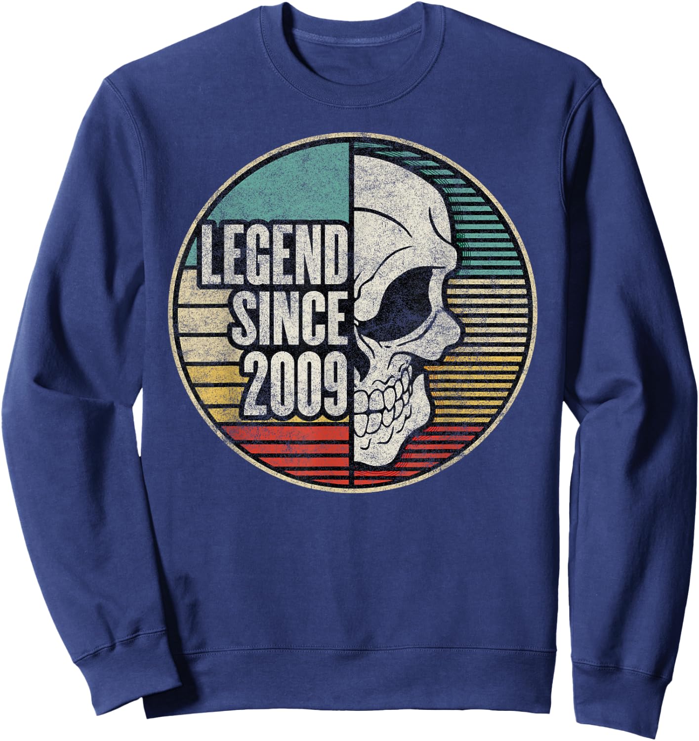 Legend Since 2009 Birthday Vintage Skull Sweatshirt - Sweatshirt | Navy