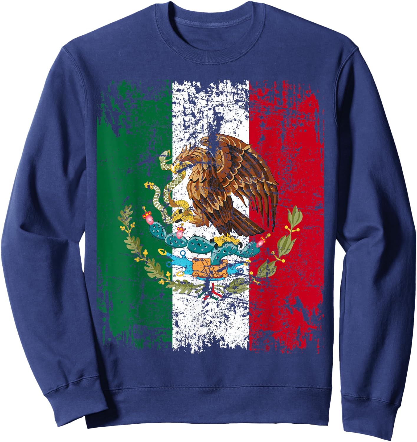 Mexico Flag Vintage | Men Women Kids | Mexico Small Sweatshirt - Sweatshirt | Navy