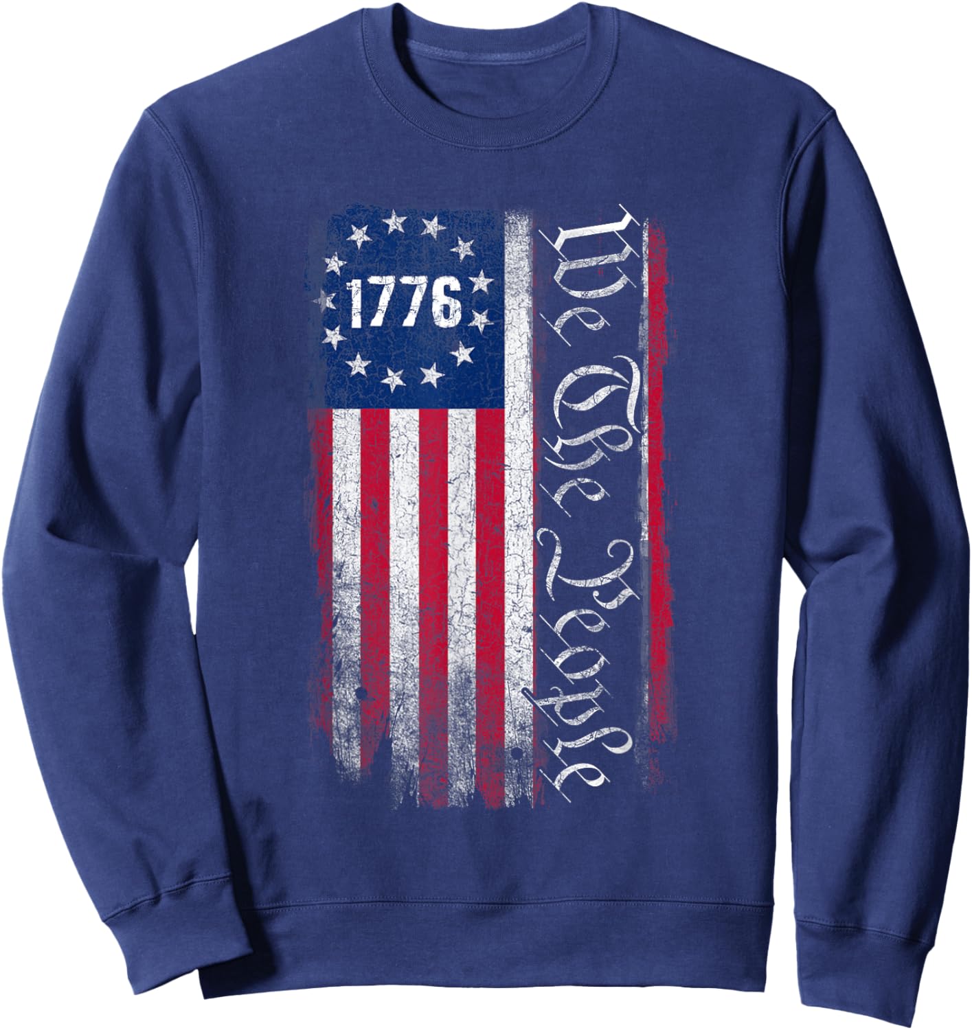 1776 We The People Betsy Ross 4th of July American Flag Men Sweatshirt - Sweatshirt | Navy