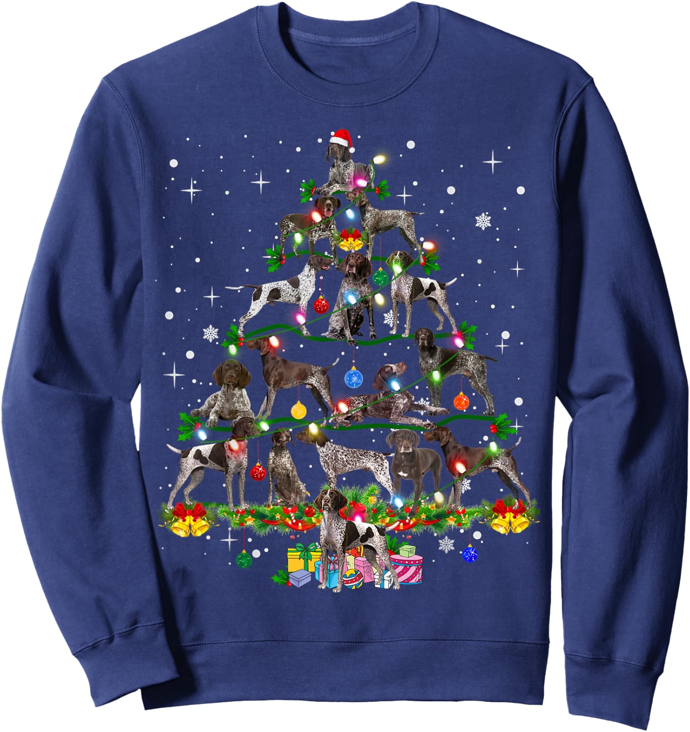 German Shorthaired Pointer Christmas Tree X-Mas Dog Dad Mom Sweatshirt - Sweatshirt | Navy
