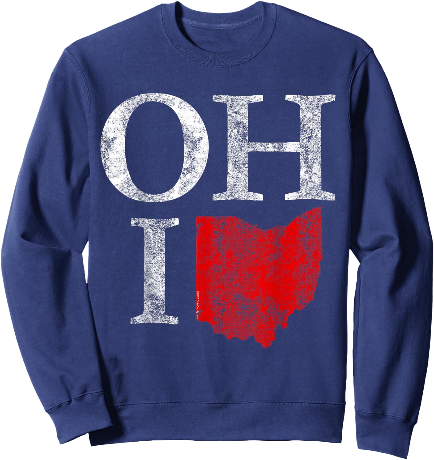 Ohio Home Shape State Vintage Grunge Women Men Gift Sweatshirt - Sweatshirt | Navy