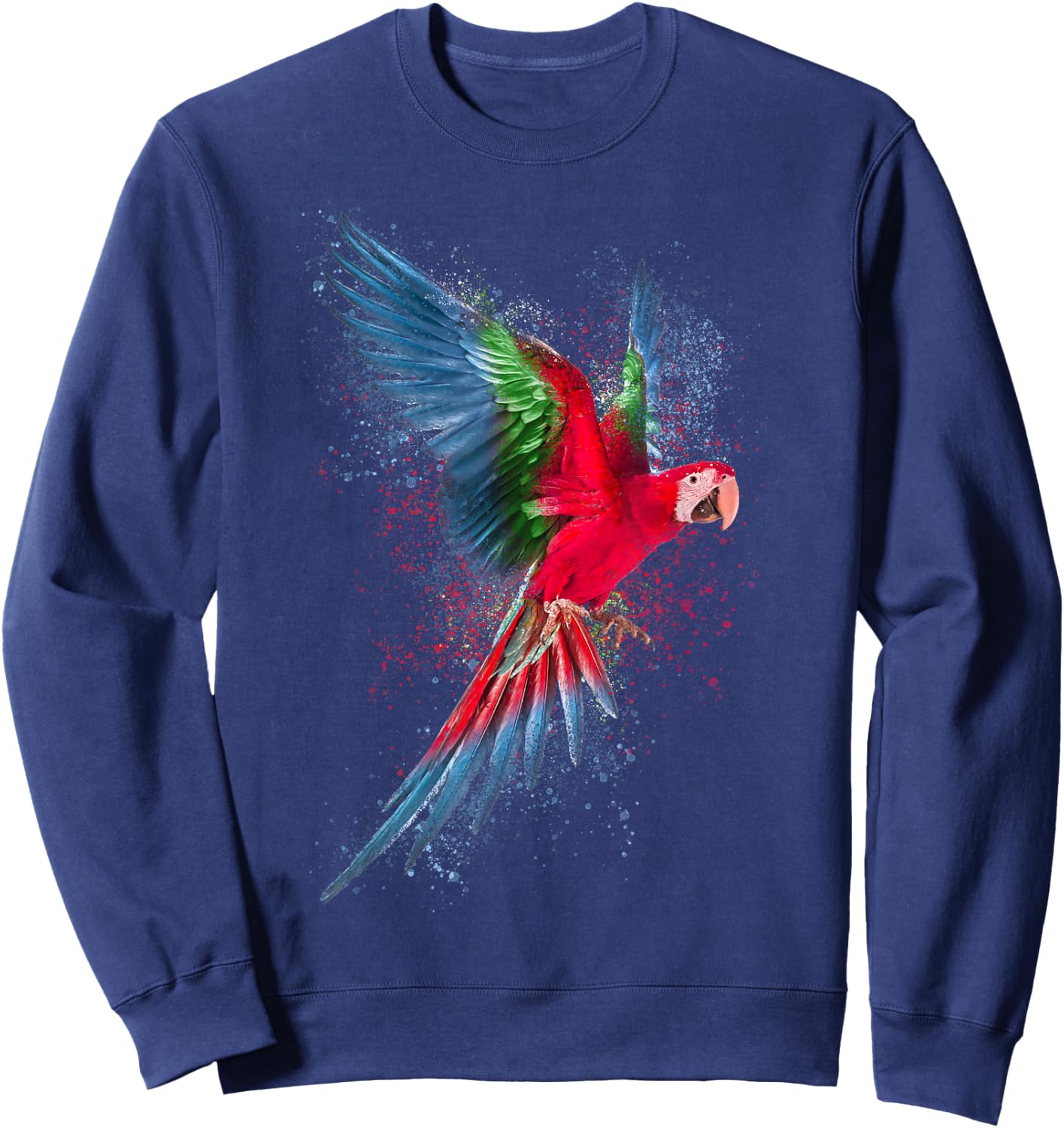 Parrot Colourful Art Animal Bird Motif Sweatshirt - Sweatshirt | Navy