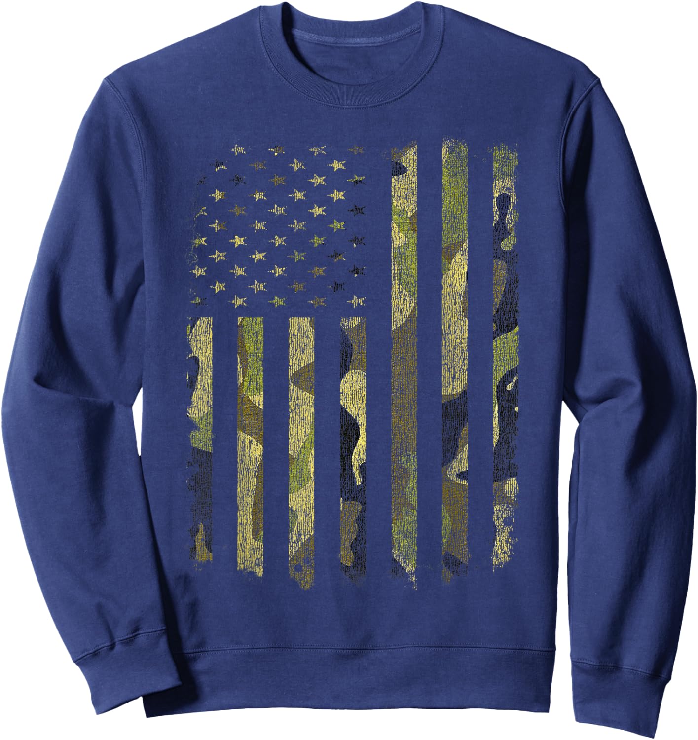 USA Flag Camo Camouflage Military DD-214 Discharge DD214 Men Sweatshirt - Sweatshirt | Navy