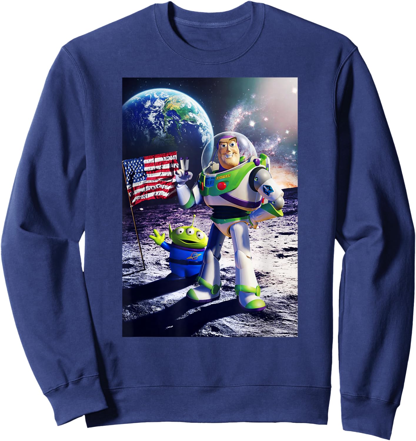 Disney Pixar Toy Story Buzz Lightyear Moon Landing Panel Sweatshirt - Sweatshirt | Navy