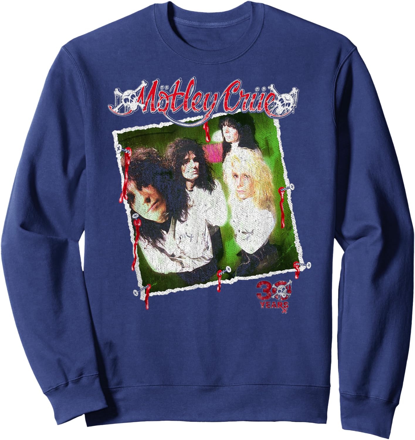 Mötley Crüe – Retro Vintage 30 Years Dr. Feelgood Photo Sweatshirt - Sweatshirt | Navy