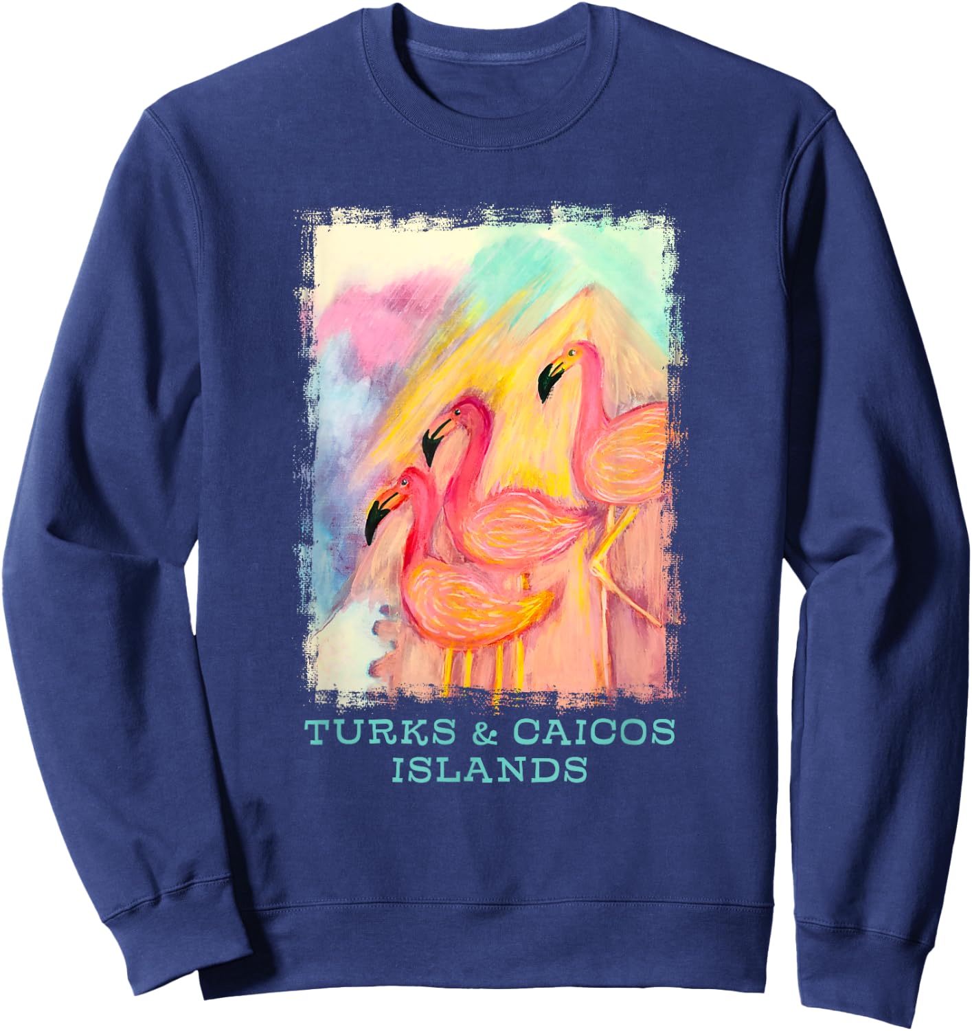 Turks and Caicos Islands Flamingo Birds Birders Souvenir Sweatshirt - Sweatshirt | Navy