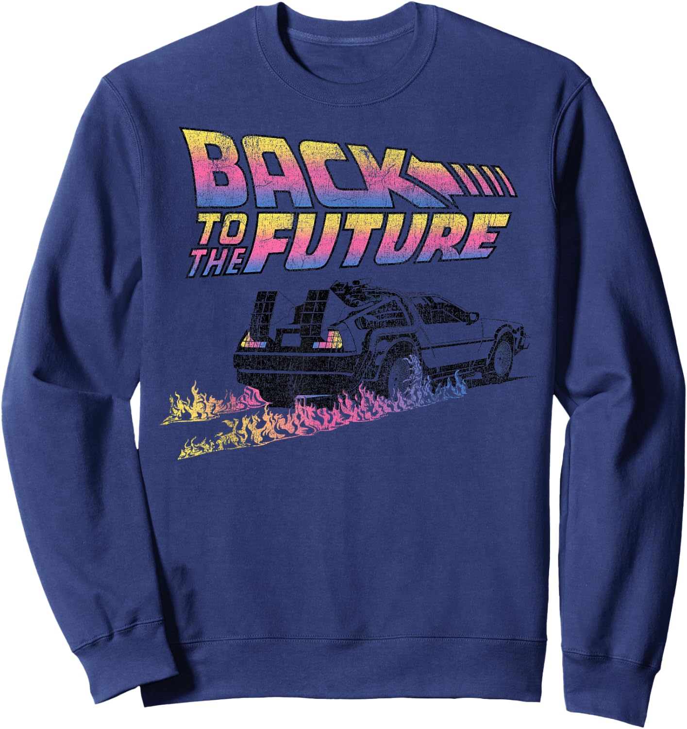 Back to The Future Delorean Flames Small Sweatshirt - Sweatshirt | Navy